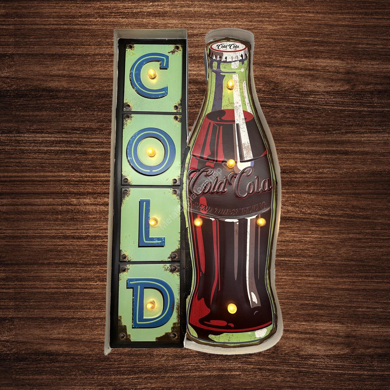 Metalen Lichtbord - Cold Cola - LED Verlichting