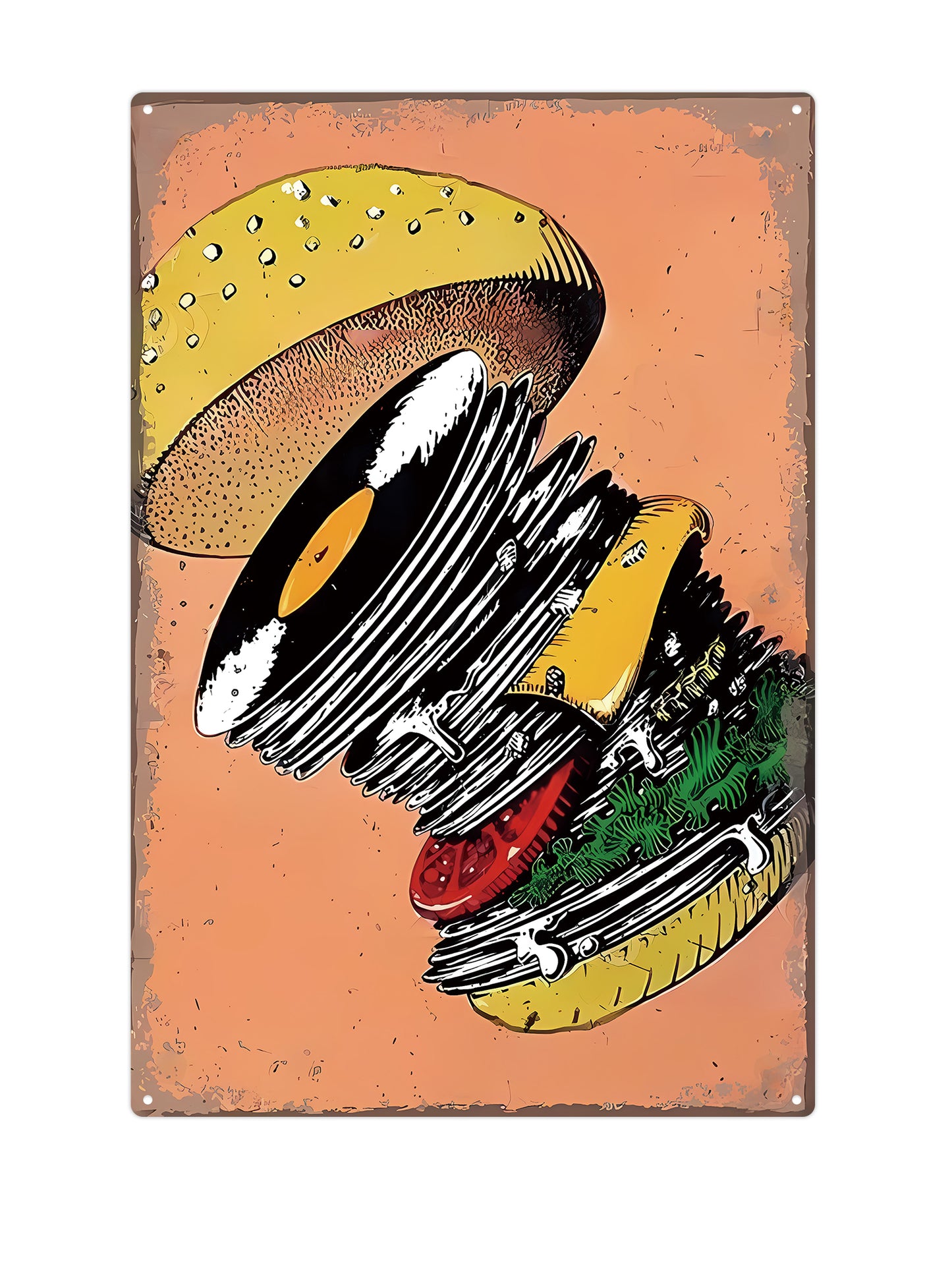 Vinyl Burger - Metalen wandbord