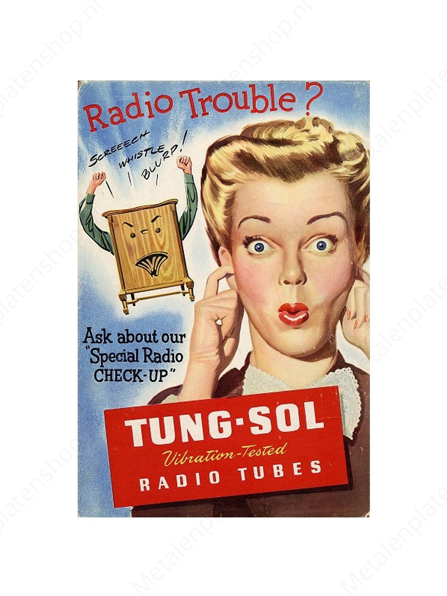 Radio Trouble? Ask about our Special Radio Check Up - Metalen Wandbord