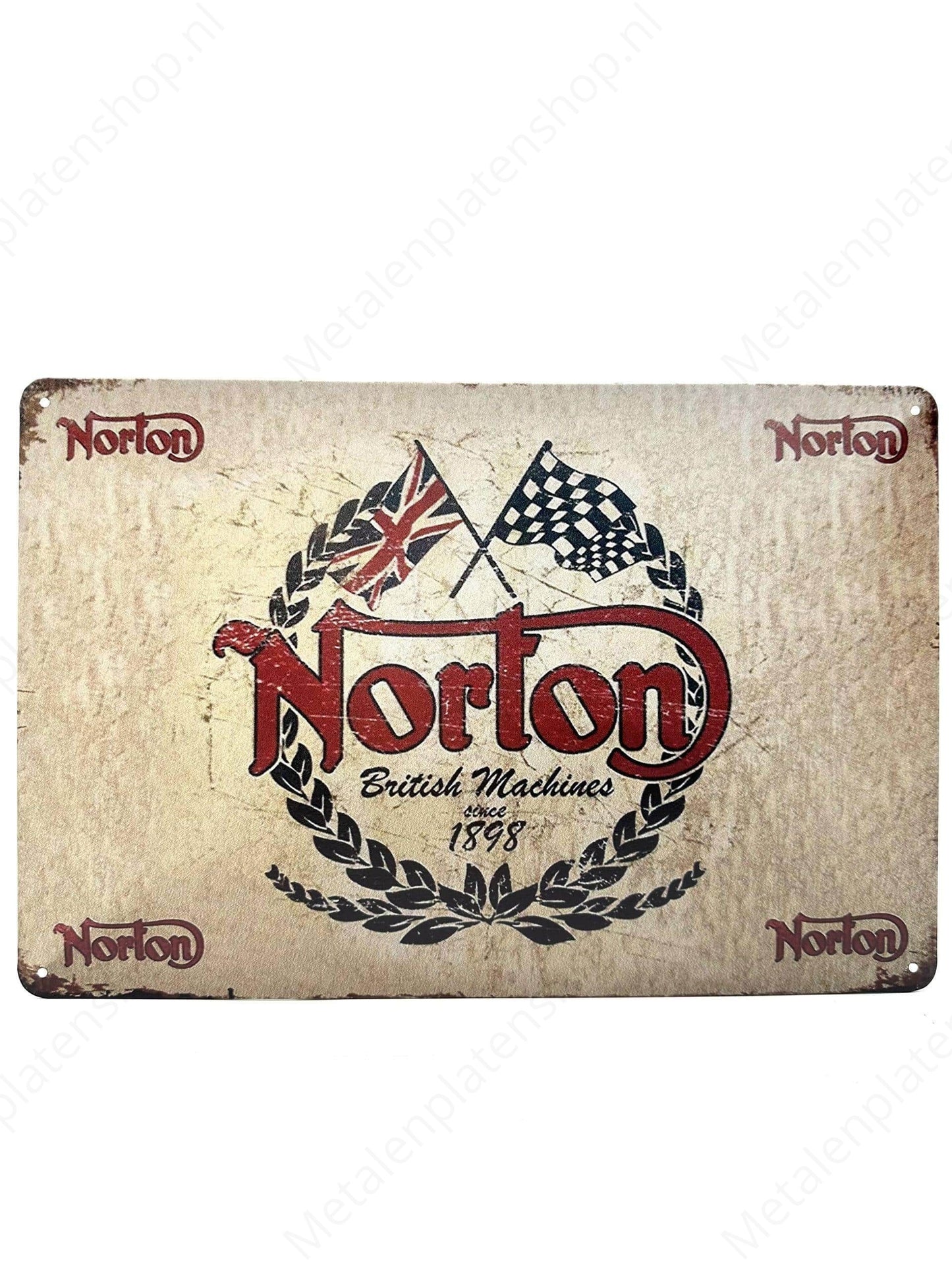Norton British Machines 1898 - Metalen Wandbord