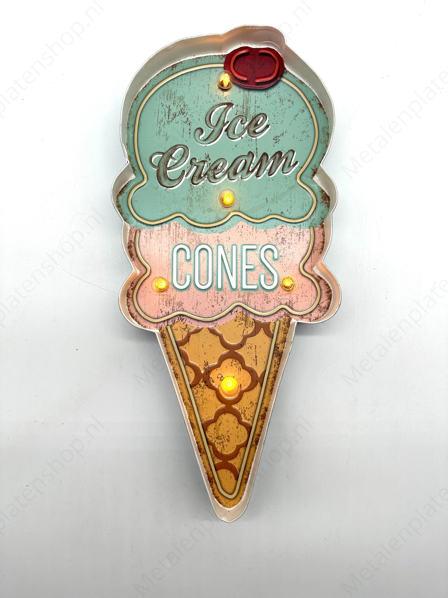 Metalen Lichtbord - Ice Cream - LED verlichting