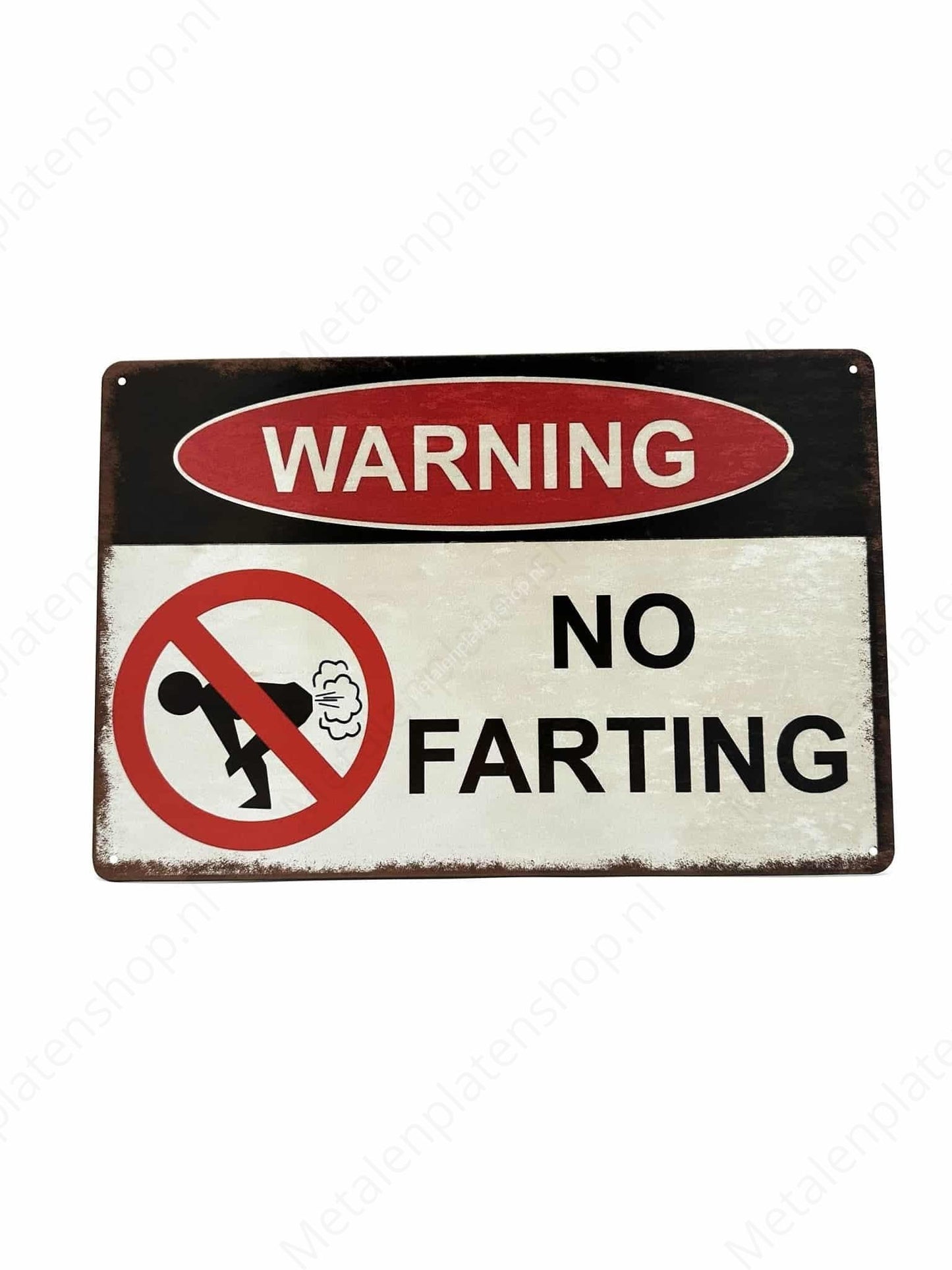 Warning No Farting - Waarschuwing - Metalen Wandbord