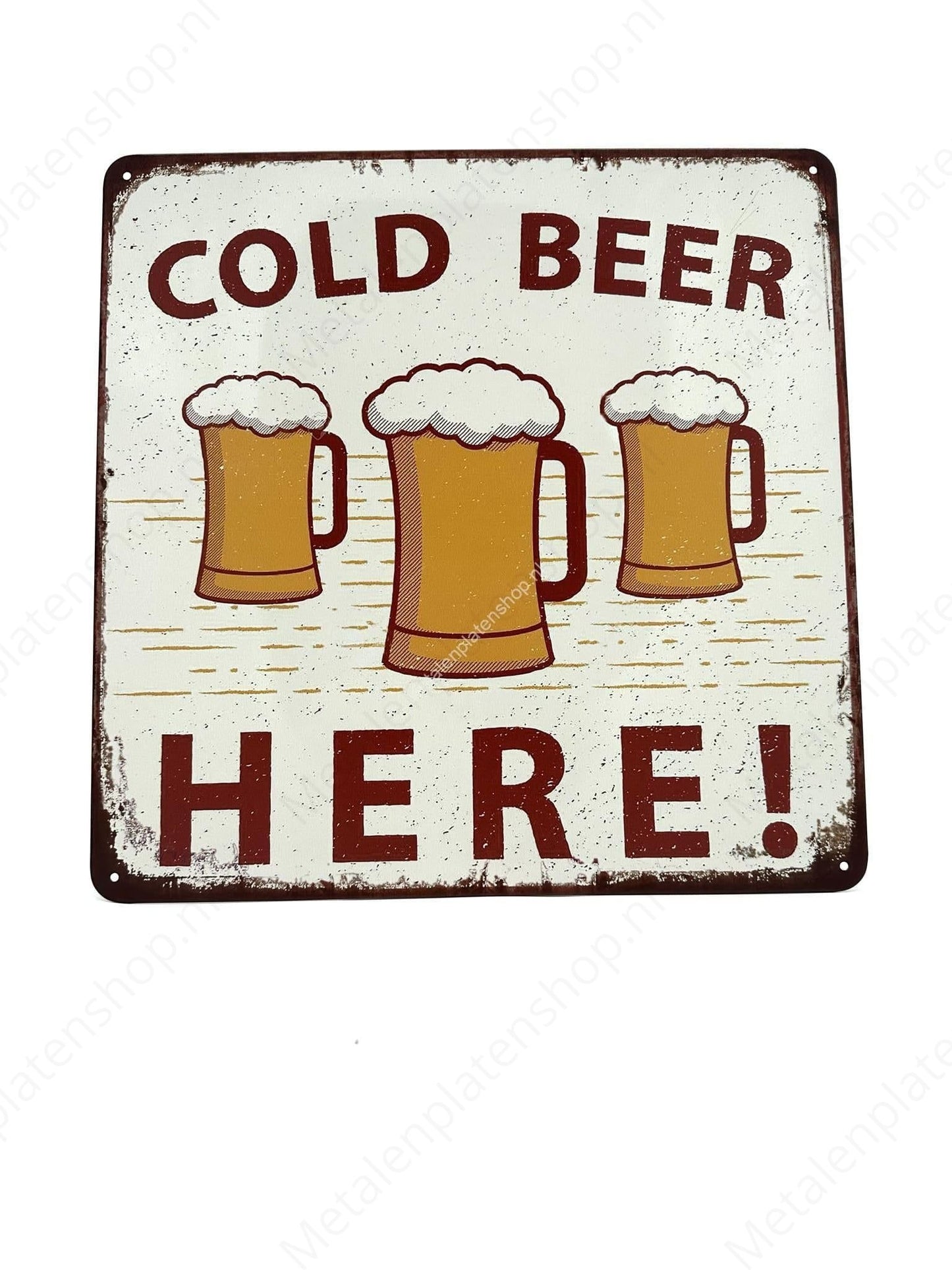 Cold Beer Here - Metalen Wandbord