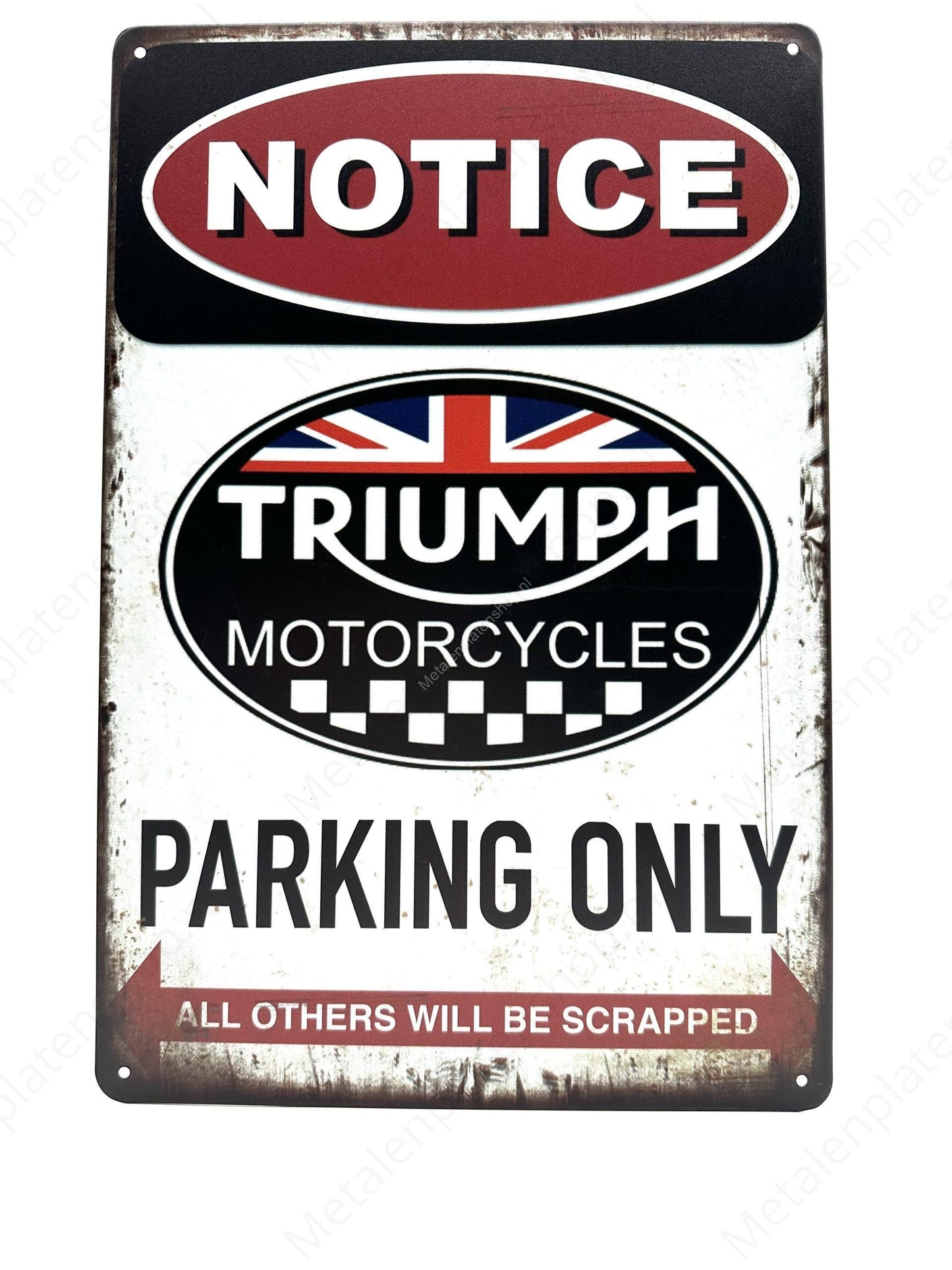 Notice Triumph Parking Only