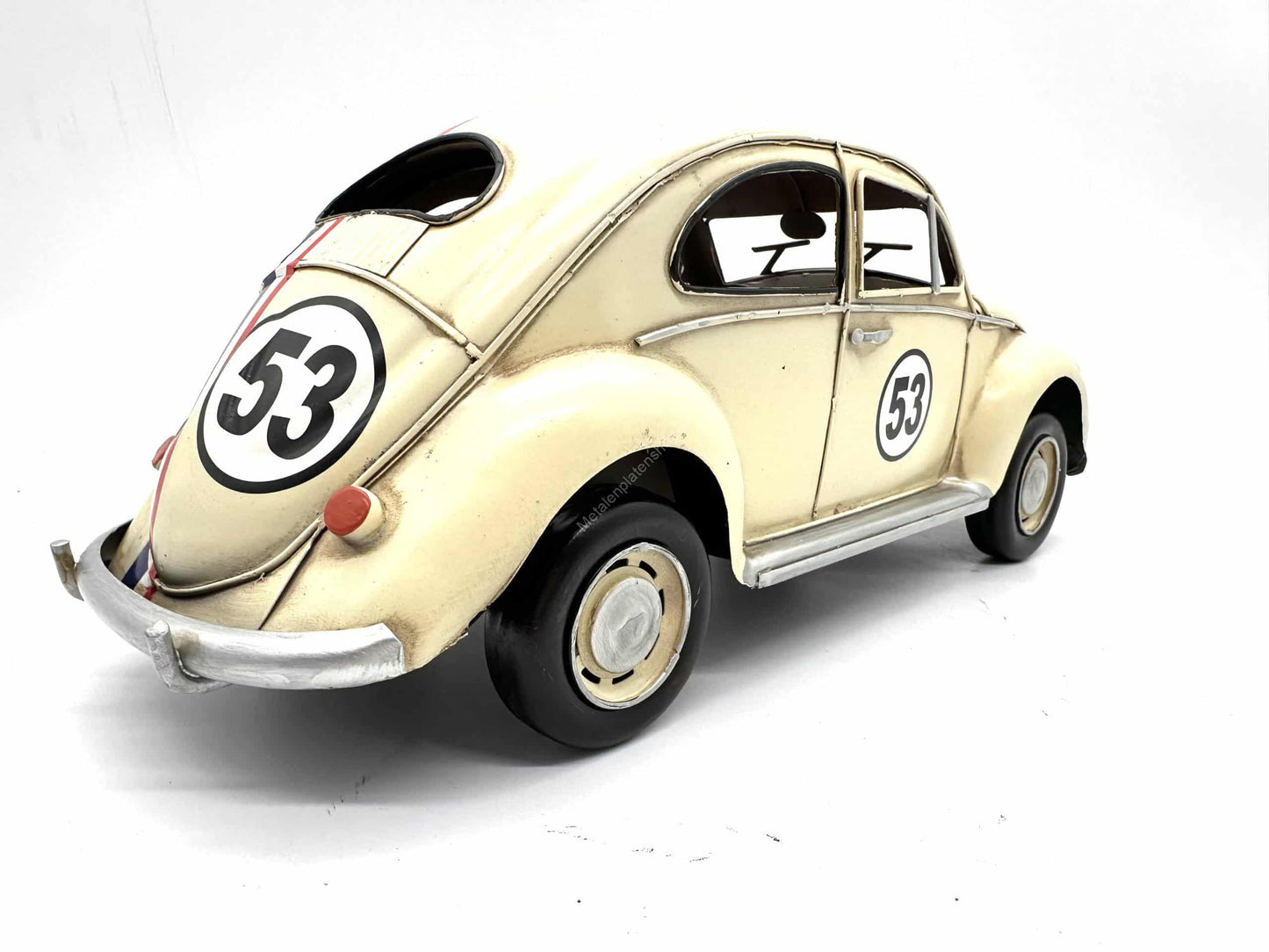 Volkswagen Kever Herbie 53 - Metalen Voertuigen Decoratie - 34cm