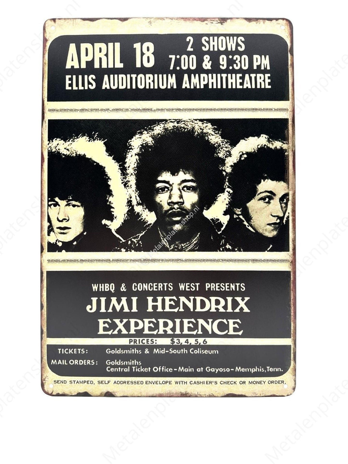Jimi Hendrix - Experience - April 18 - Poster