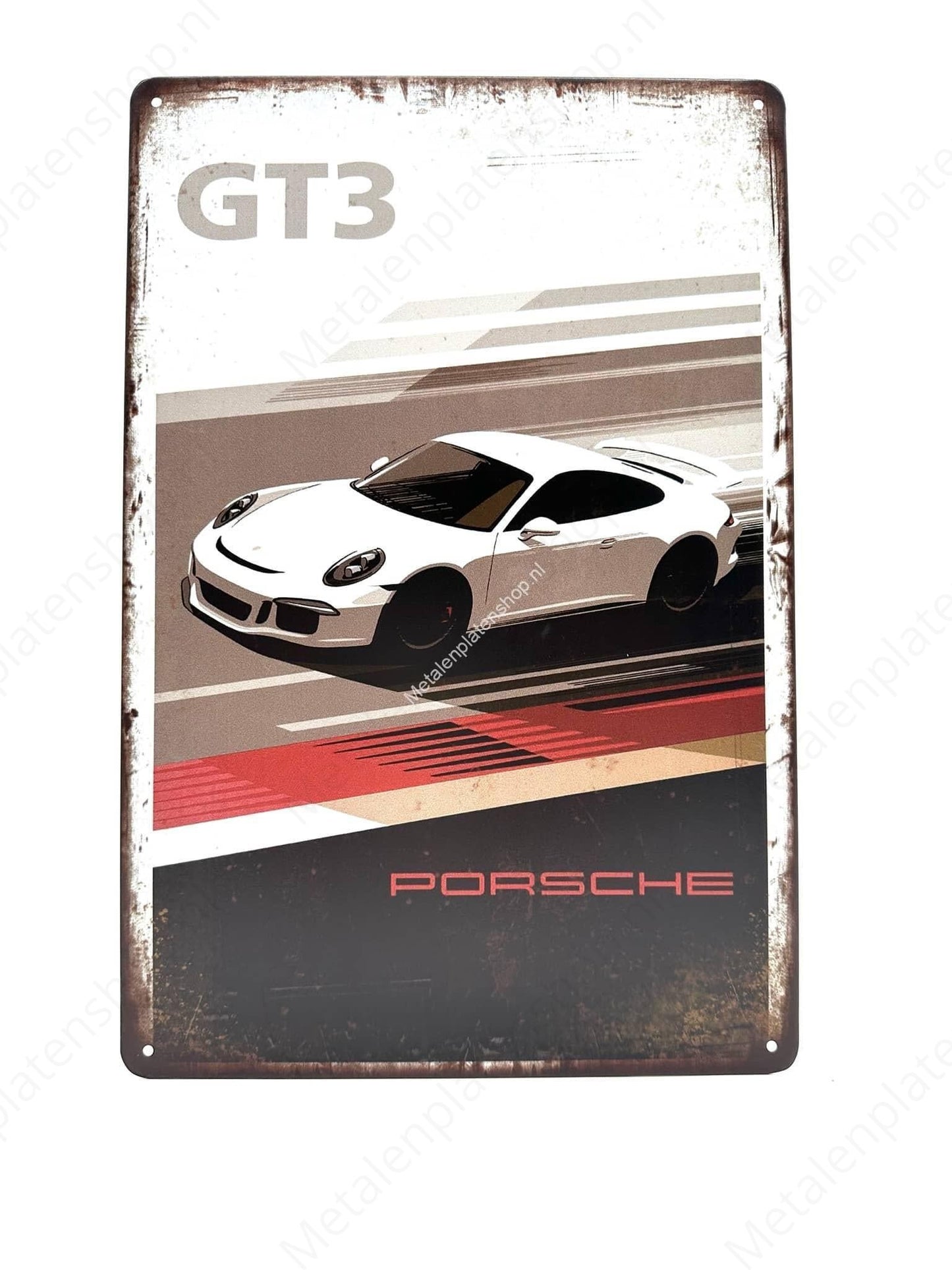 Porsche GT3 - Car - White - Metal Wall Sign