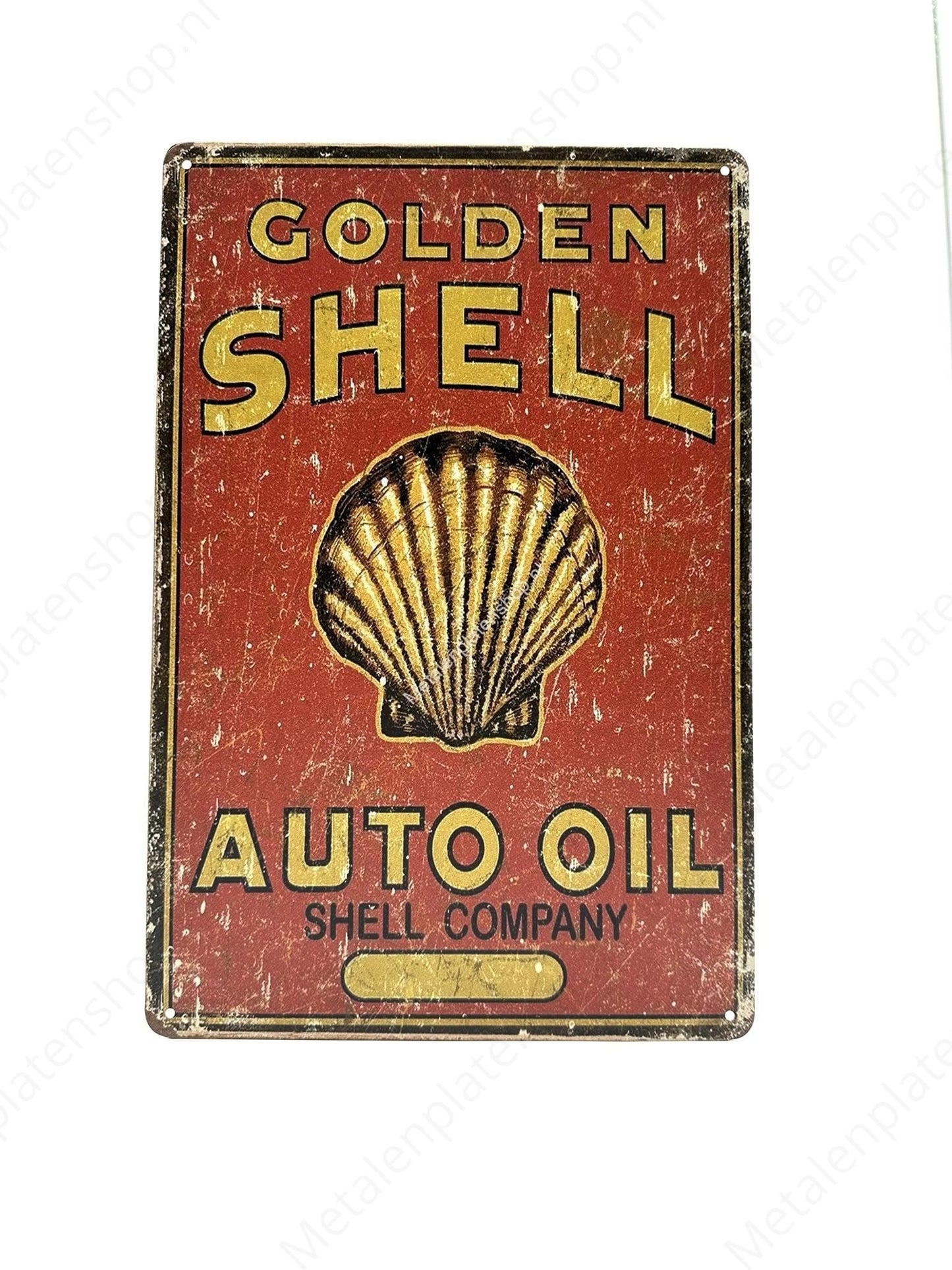 Golden Shell - Auto Oil - Shell Company - Metalen Wandbord