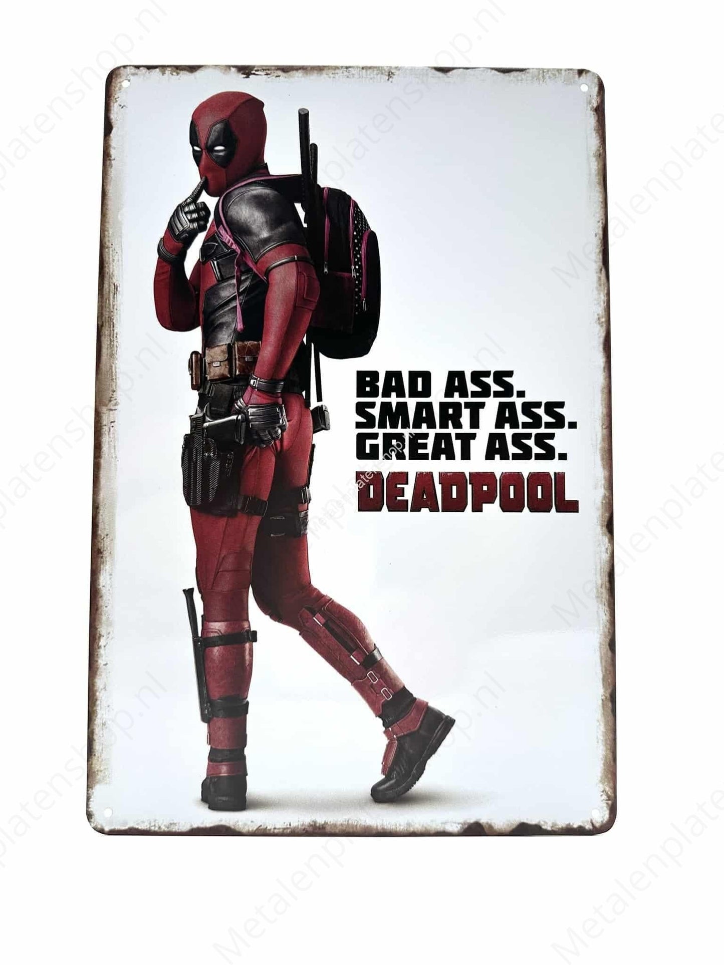 Deadpool - Bad Ass, Smart Ass, Great Ass - Metalen Wandbord