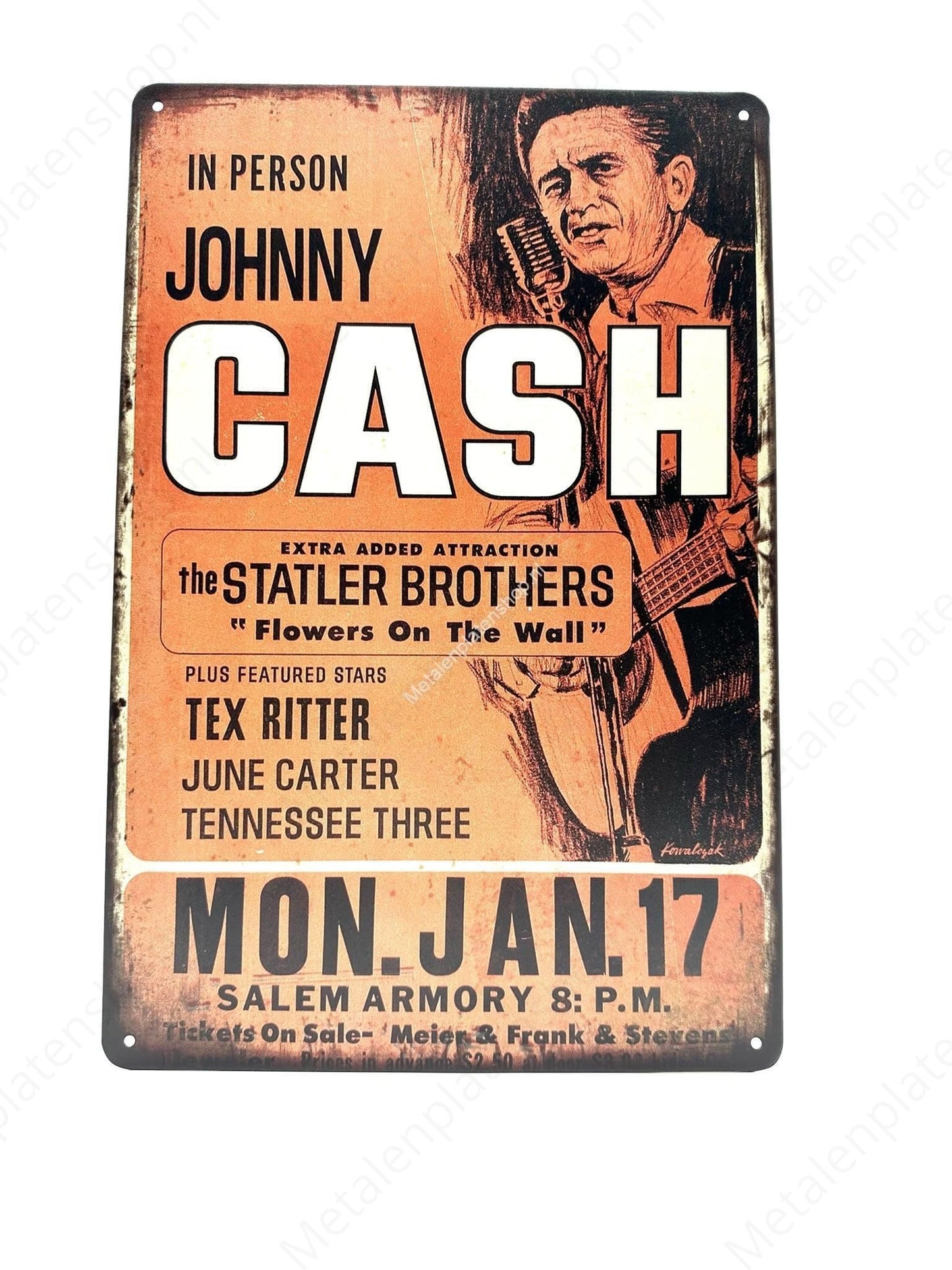 Johnny Cash - Flowers on the Wall - Poster