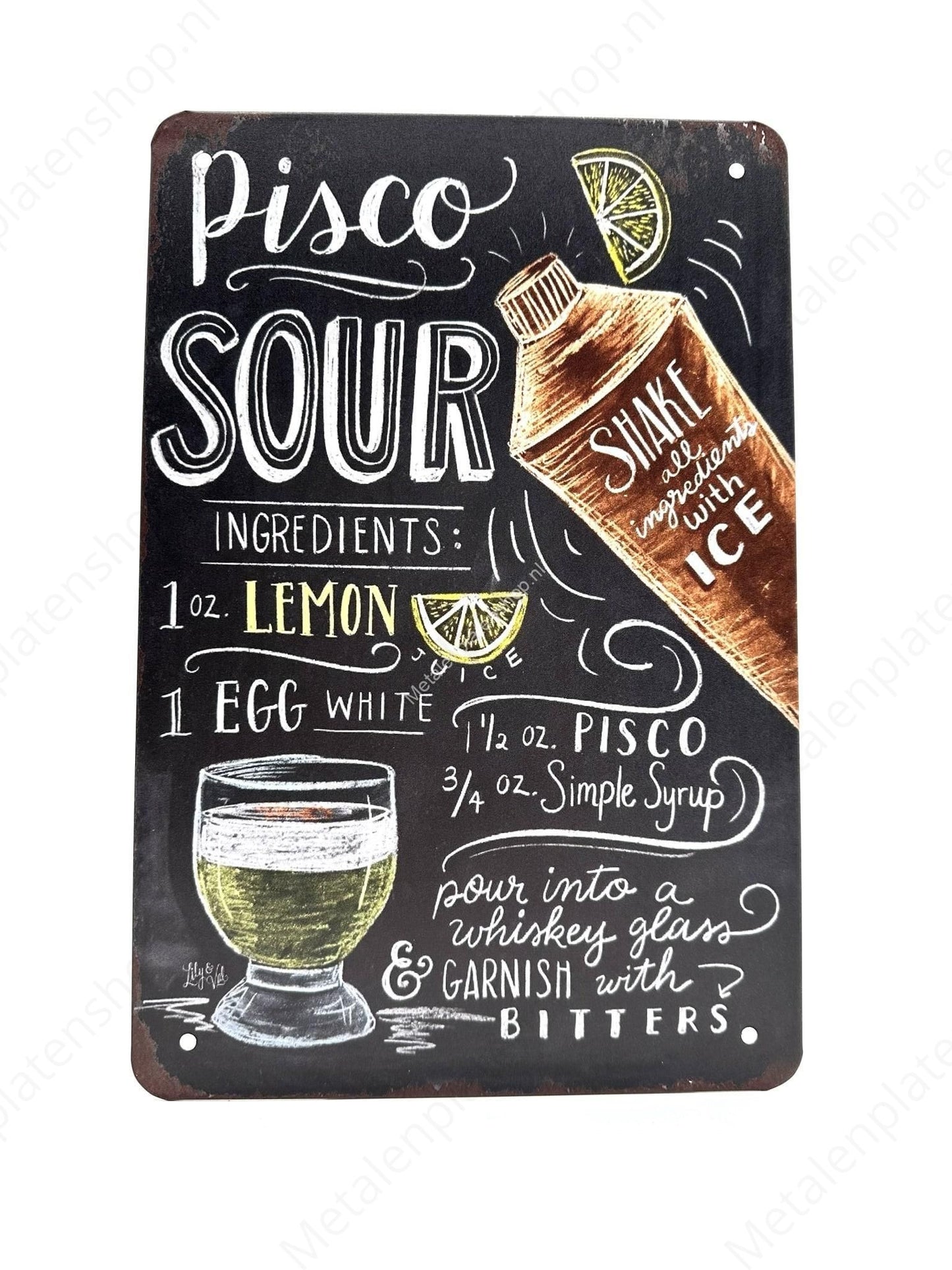 Pisco Sour - Cocktails - Metal Wall Sign