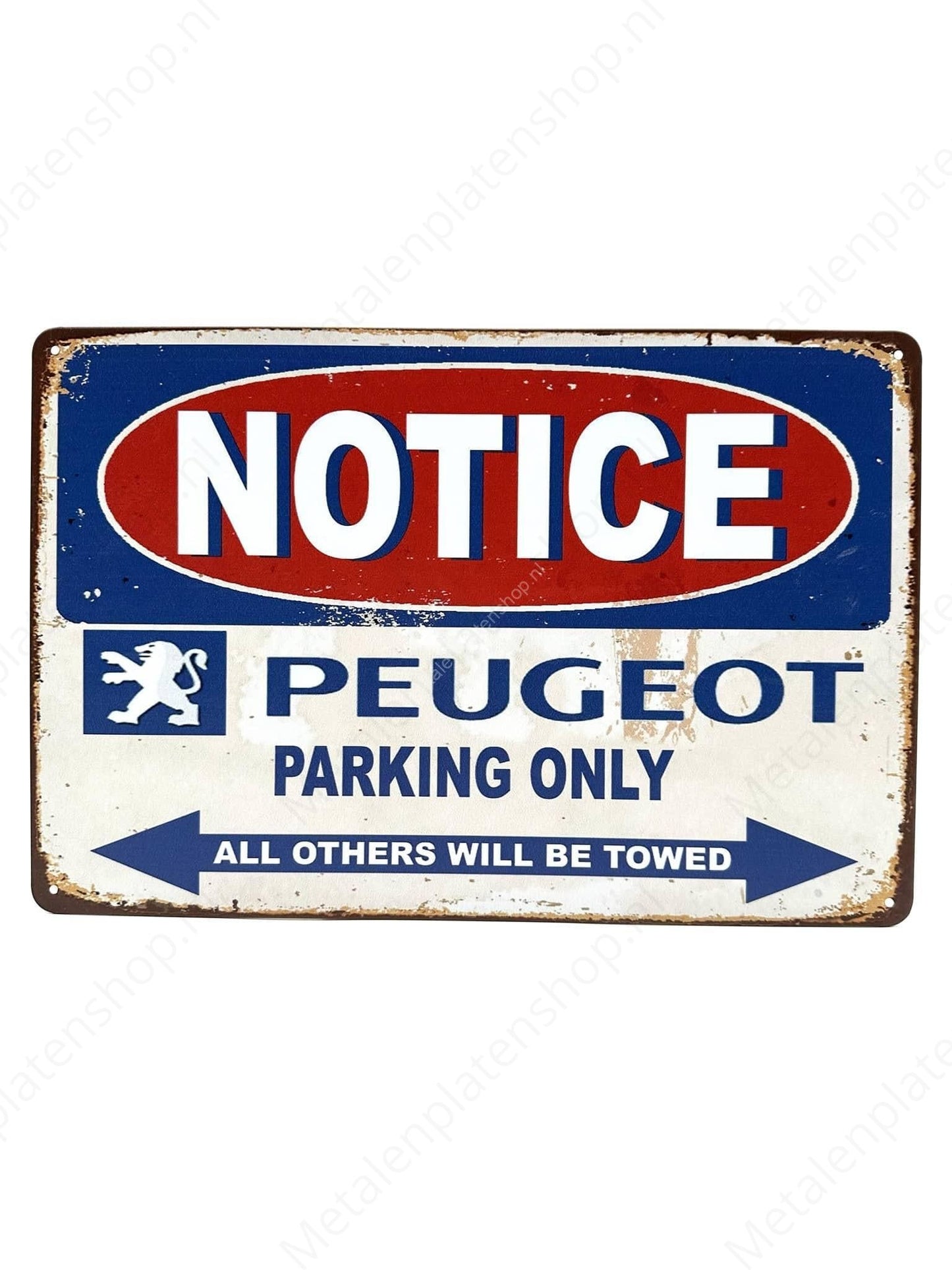 Notice - Peugeot - Parking Only