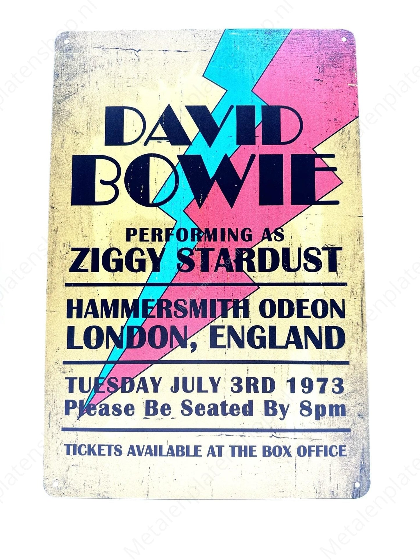 David Bowie - Performing as ZIGGY STARDUST - Metalen Wandbord