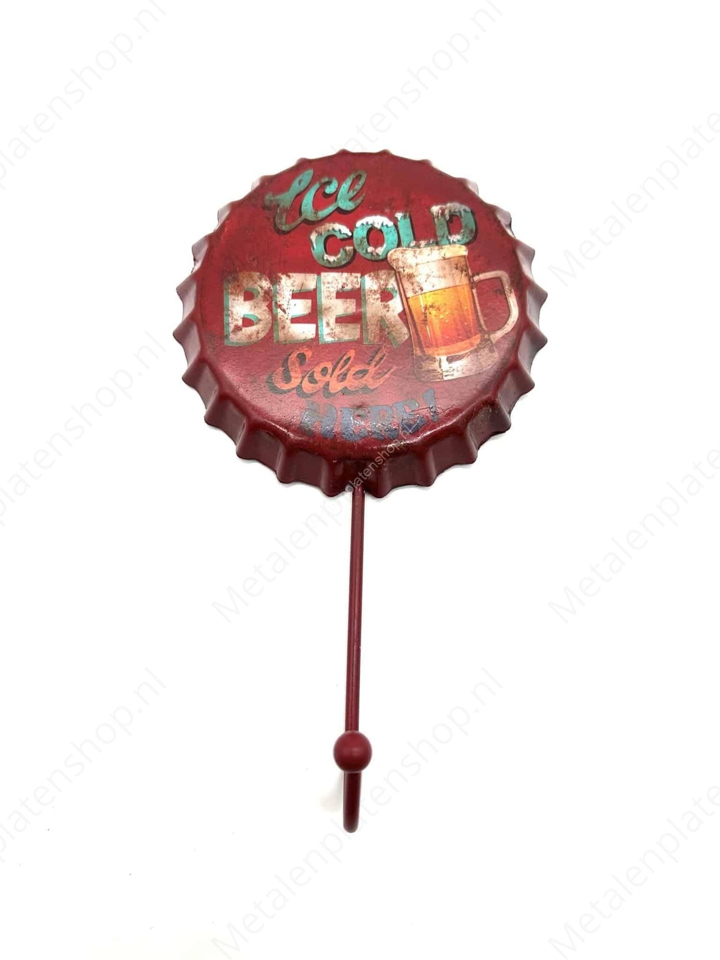 Ice Cold Beer Sold Here Cap - Coat Rack - Towel Hook - Metal Wall Sign