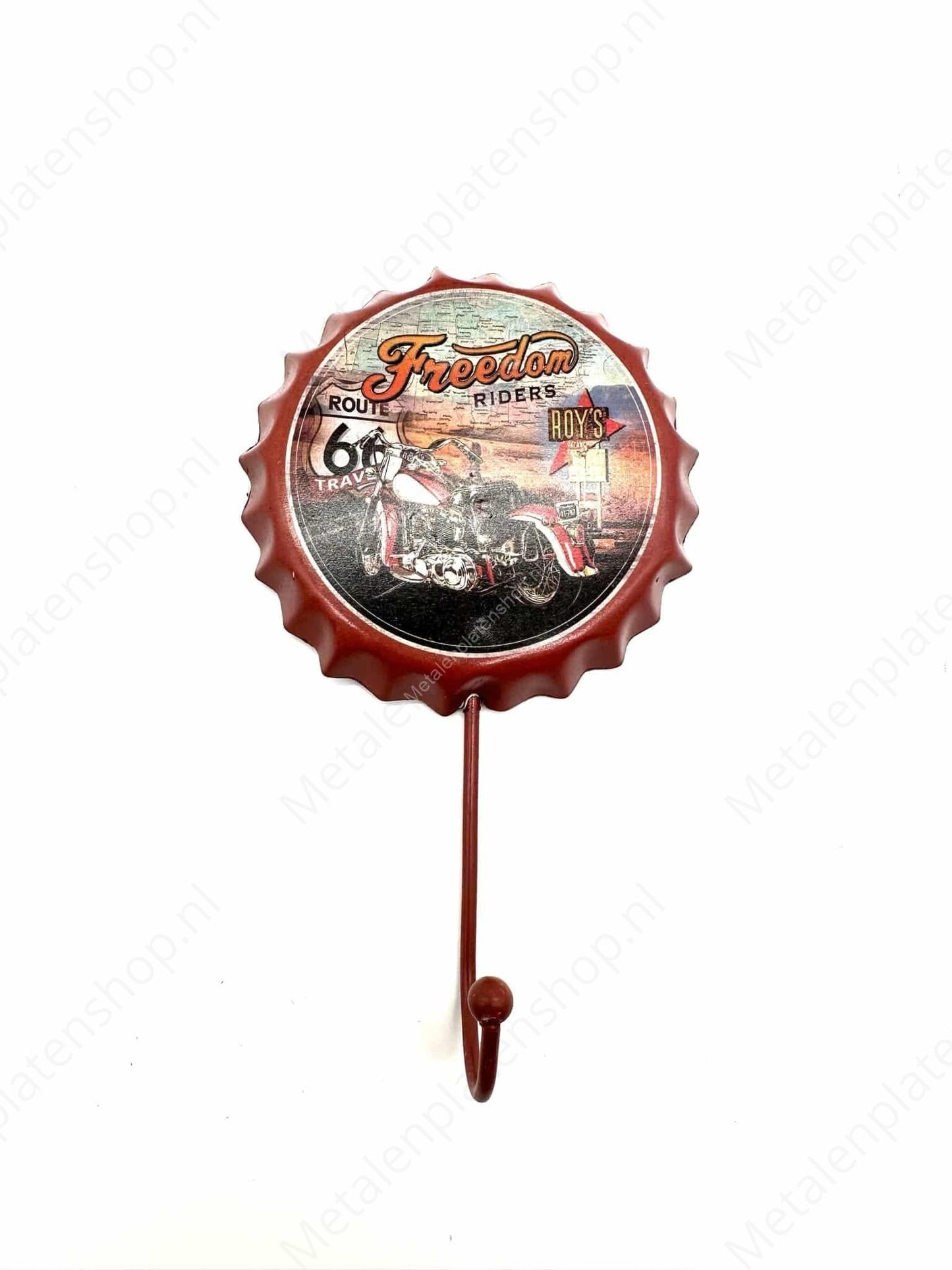 Freedom Riders - Route 66 Cap - Coat Rack - Towel Hook - Metal Wall Sign