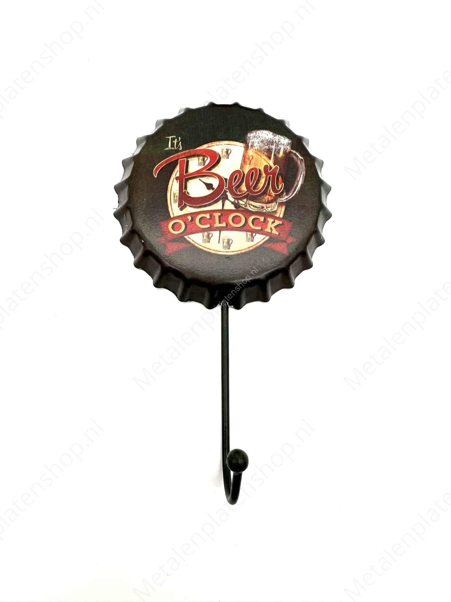 It's Beer O'Clock cap - Coat rack - Towel hook - Metal wall sign