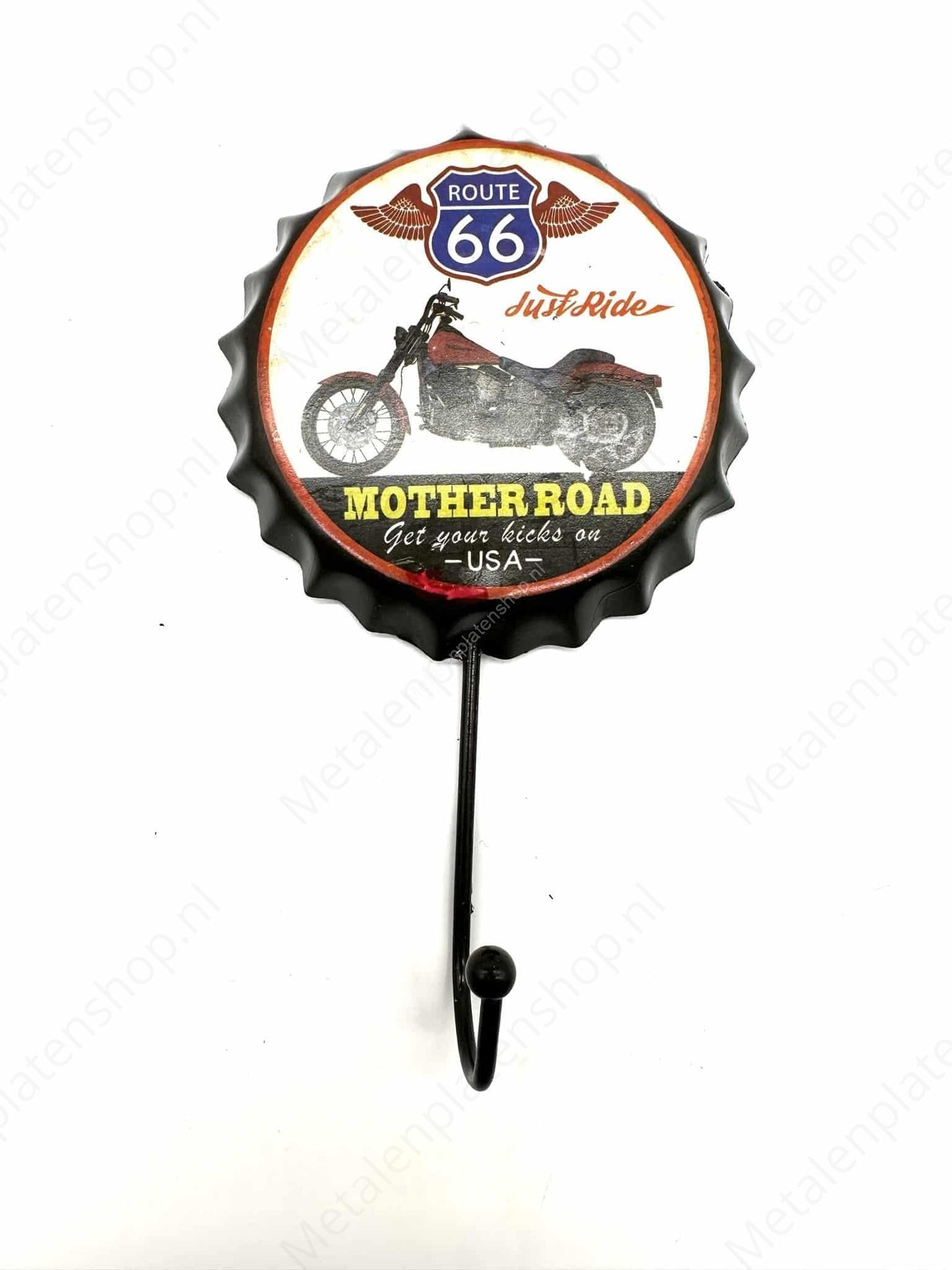 Route 66 Cap - Coat Rack - Towel Hook - Metal Wall Sign