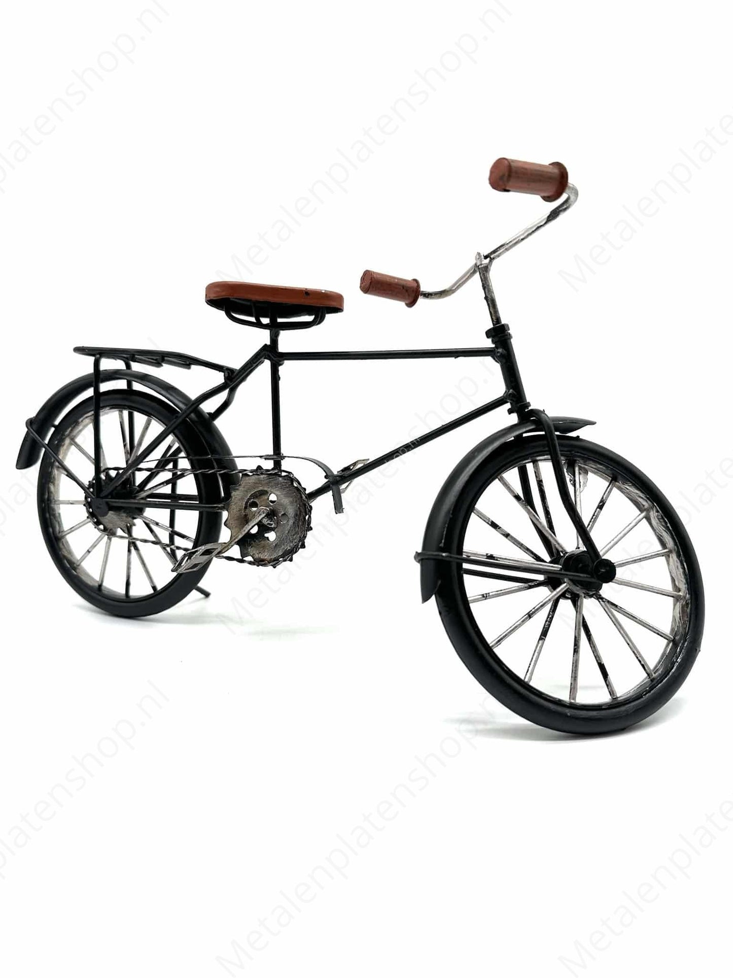 Bicycle - Black with leather color - Metal Decoration - 35cm