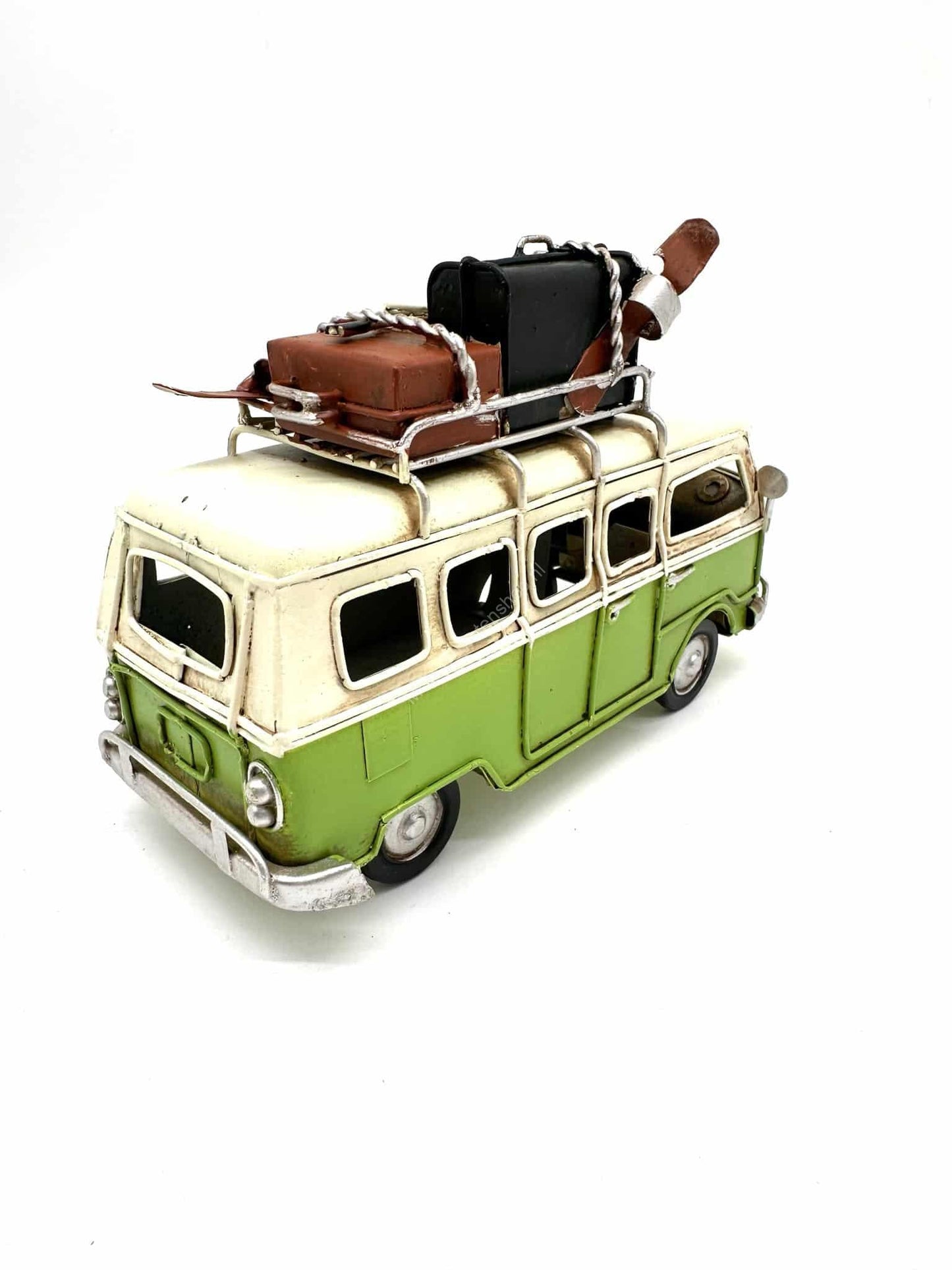 Volkswagen Busje in het groen - Metalen Voertuigen Decoratie - 16cm