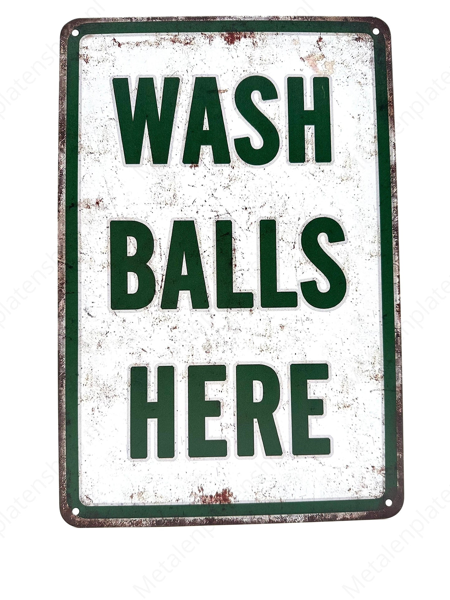 Wash Balls Here - Metalen Wandbord