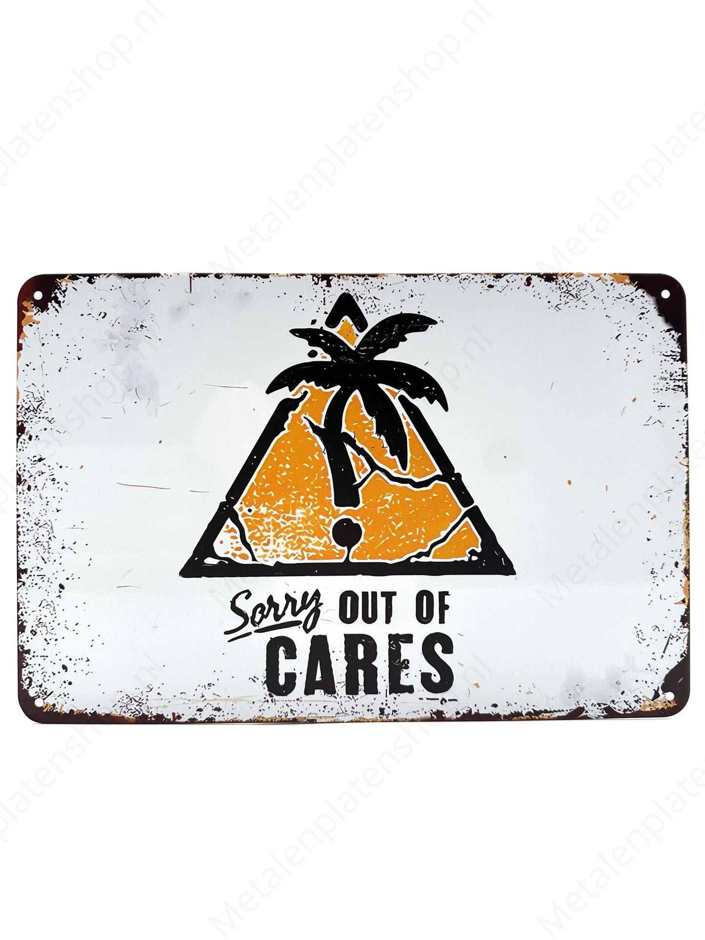 Sorry out of cares - Metalen Wandbord