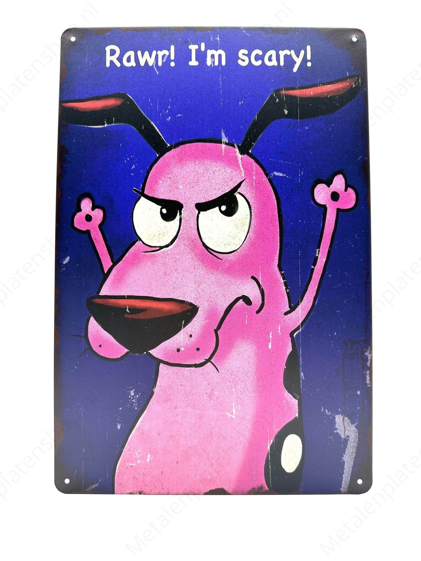Metalen Wandbord -Courage the cowardly dog - Metalen Wandbord
