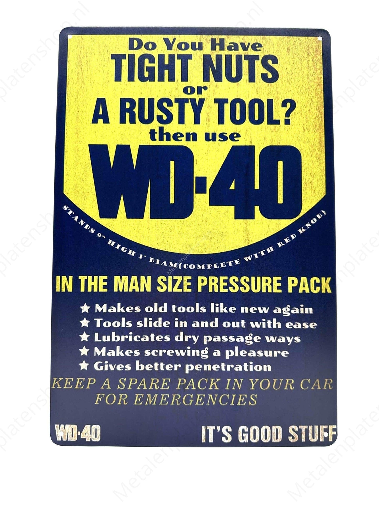 Do you have tight nuts - WD40 - Metalen Wandbord