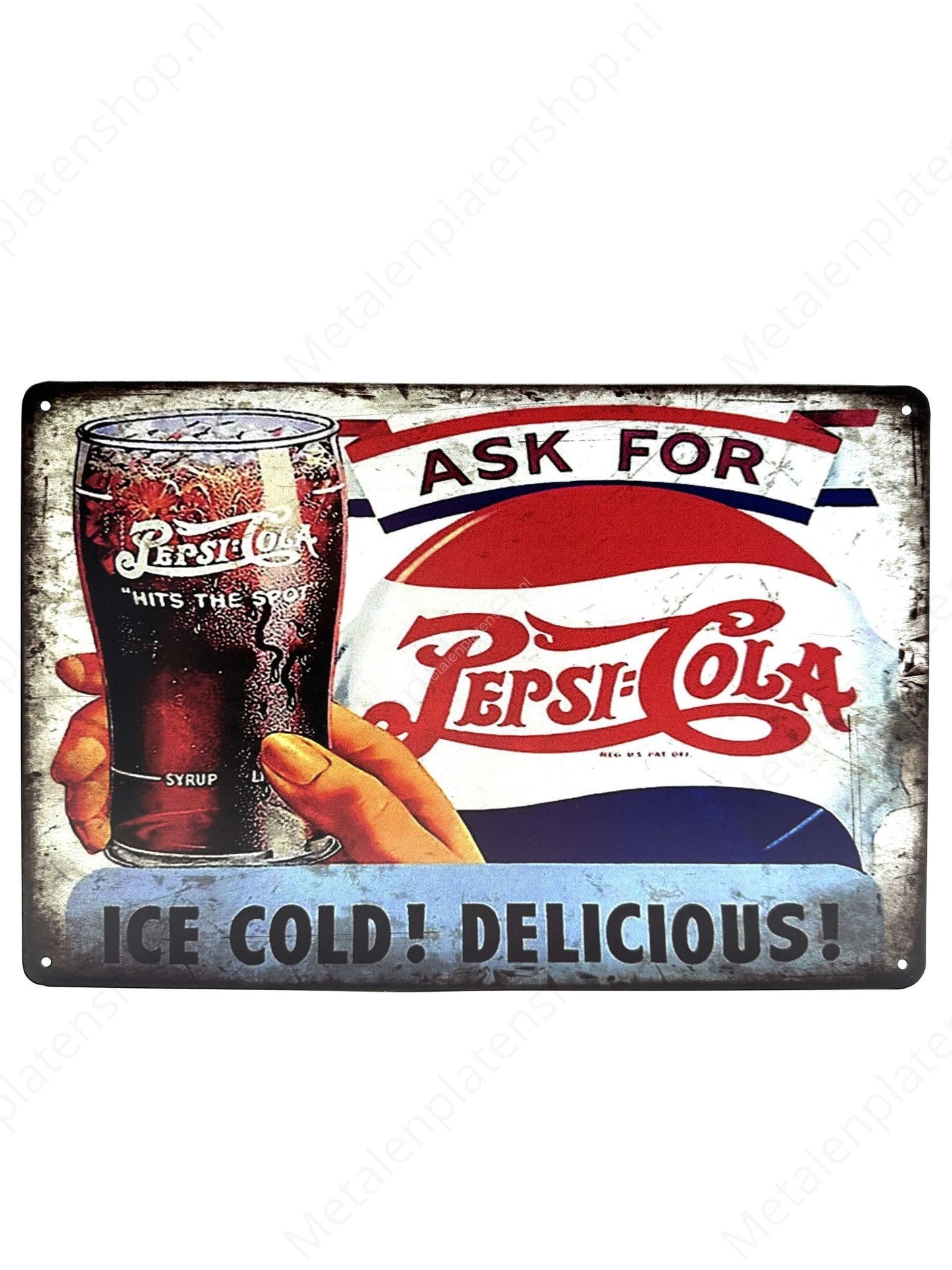 Pepsi Cola - Ice Cold! - Metalen Wandbord