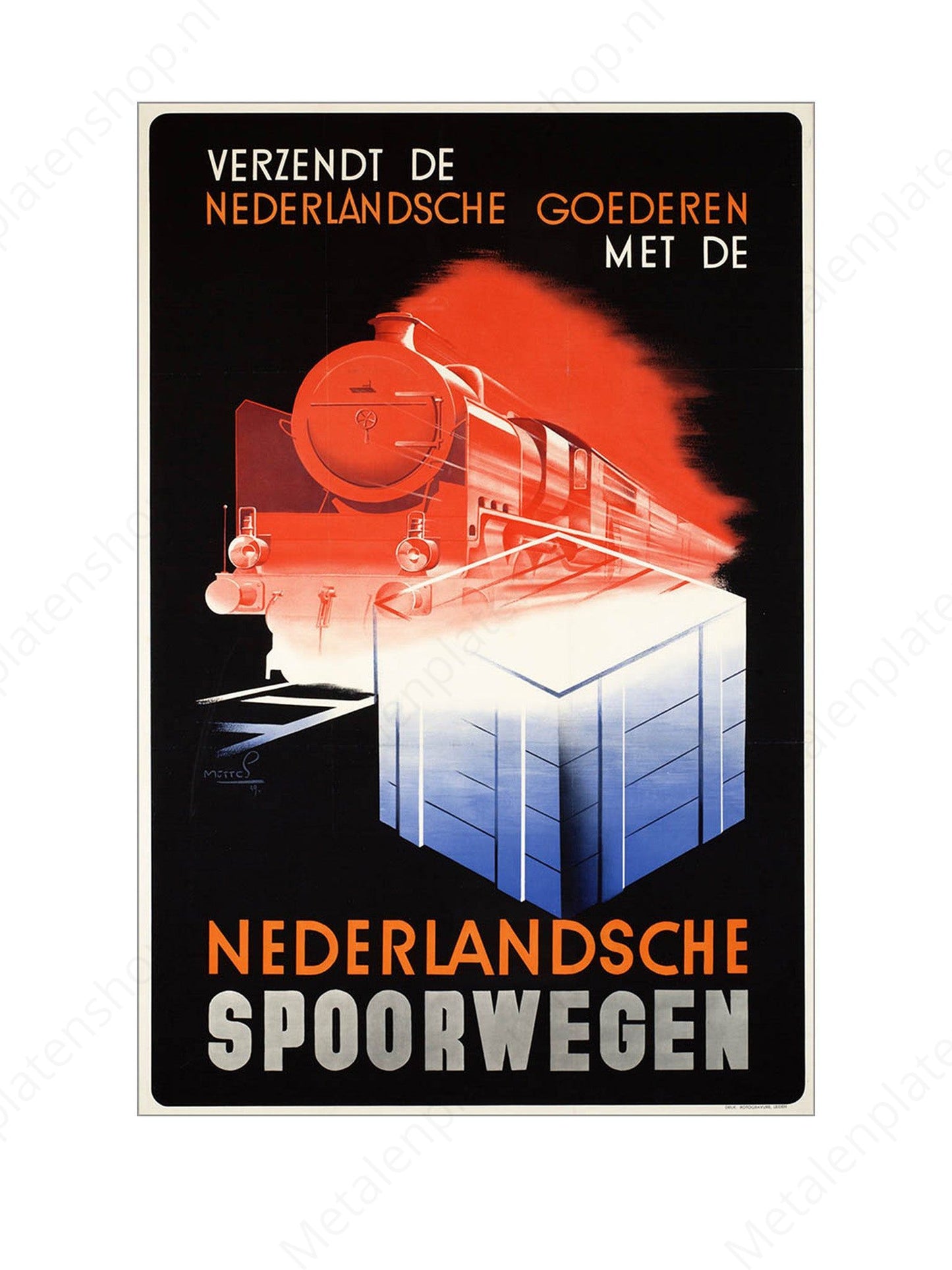 Verzendt de Nederlandsche goederen met de NS - Nostalgisch - Metalen Wandbord