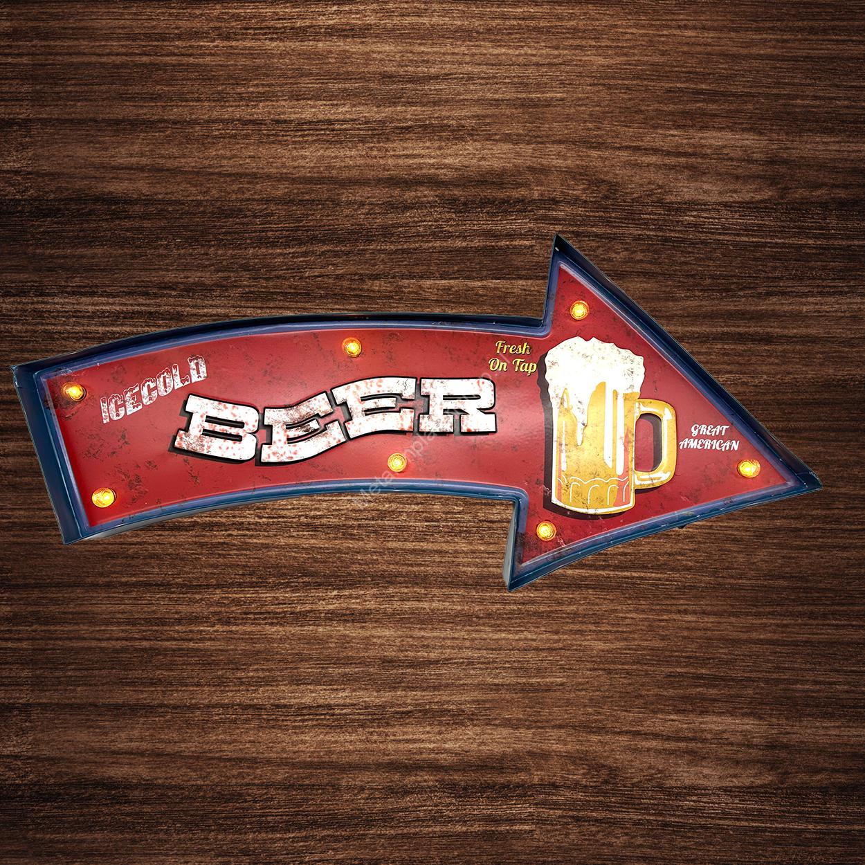 Metalen Lichtbord - Bier- LED verlichting