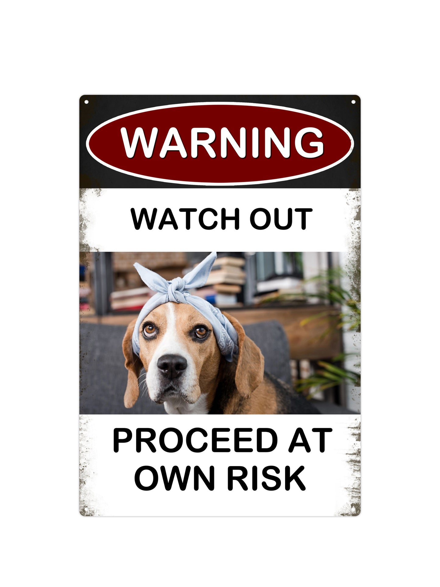 Pas op! - Hier Waak Ik - Metalen wandbord