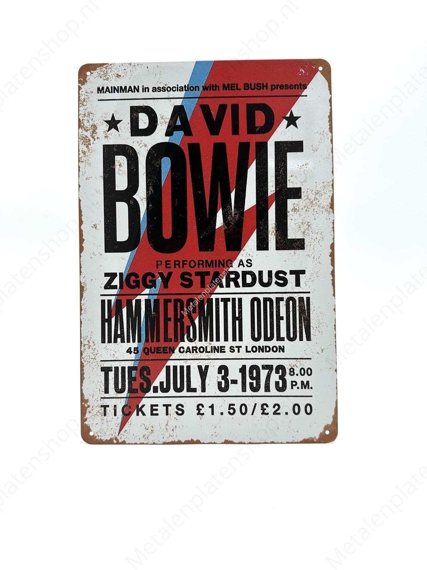 David Bowie - Ziggy Stardust - Music - Metal Wall Sign