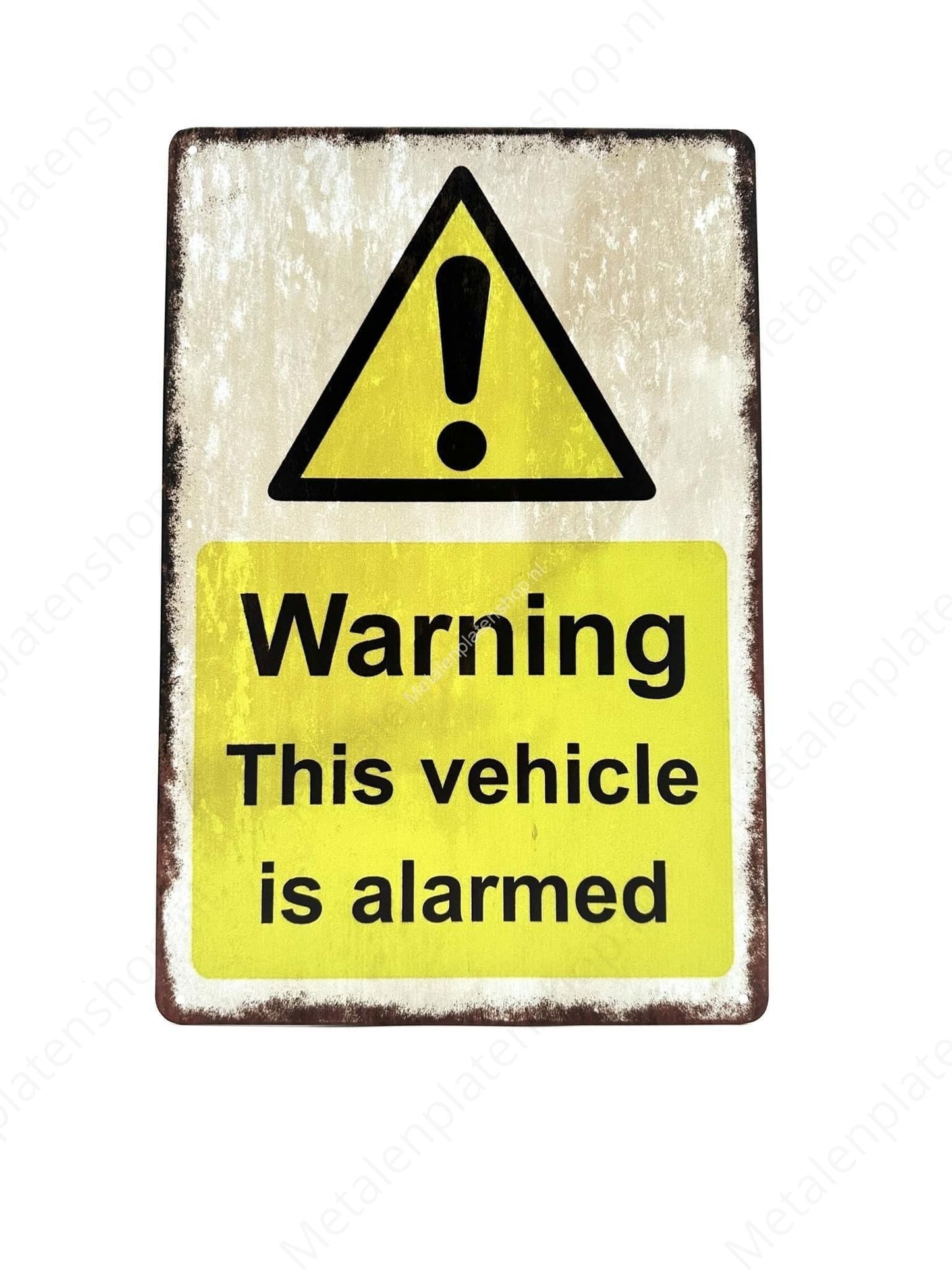 Warning this vehicle is alarmed! - Waarschuwing