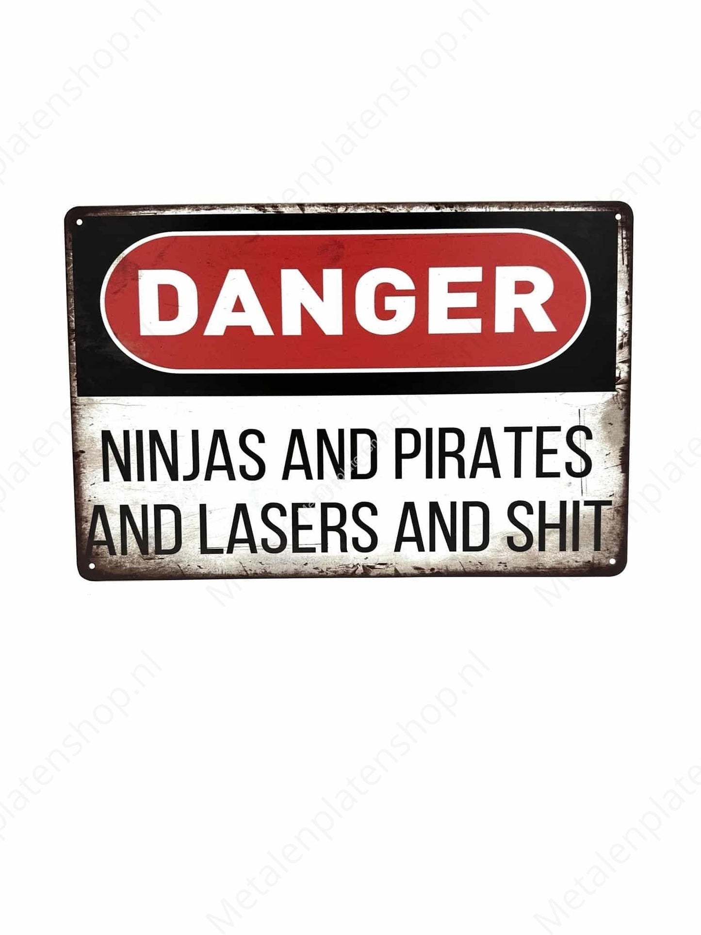 Danger - ninjas and pirates and lasers and shit - Metalen Wandbord
