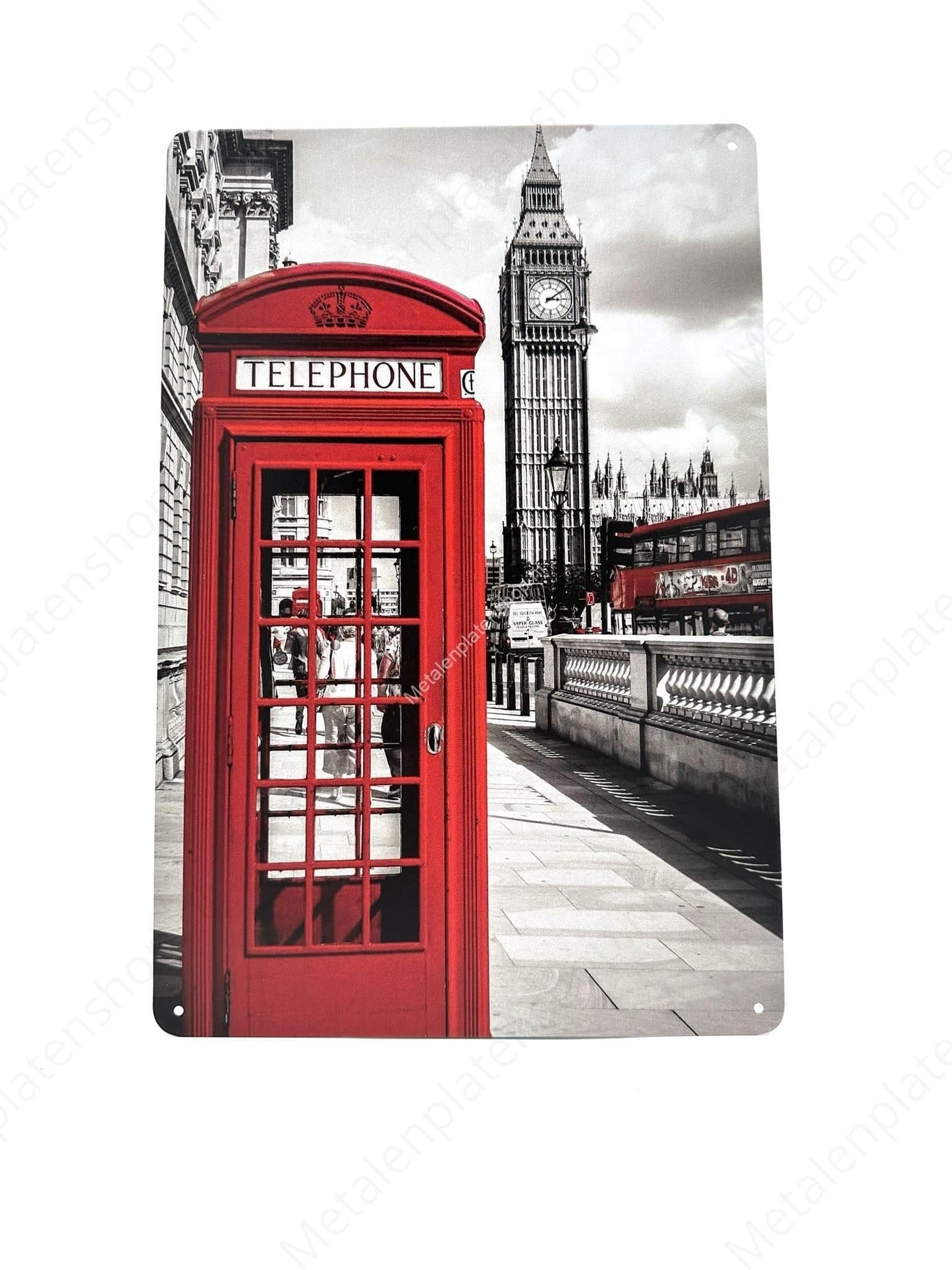Engels Telefooncel met Big Ben - Londen - Metalen Wandbord