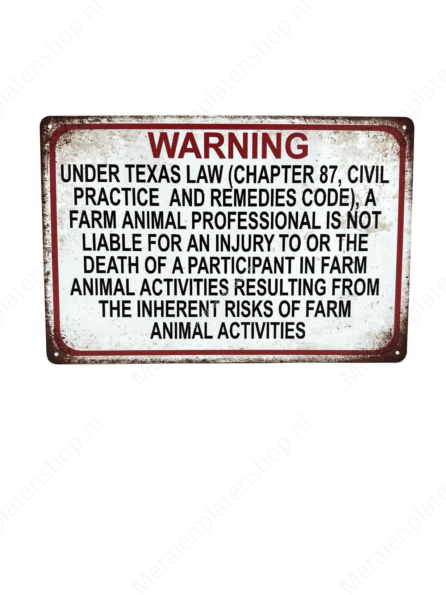 Warning Under Texas Law