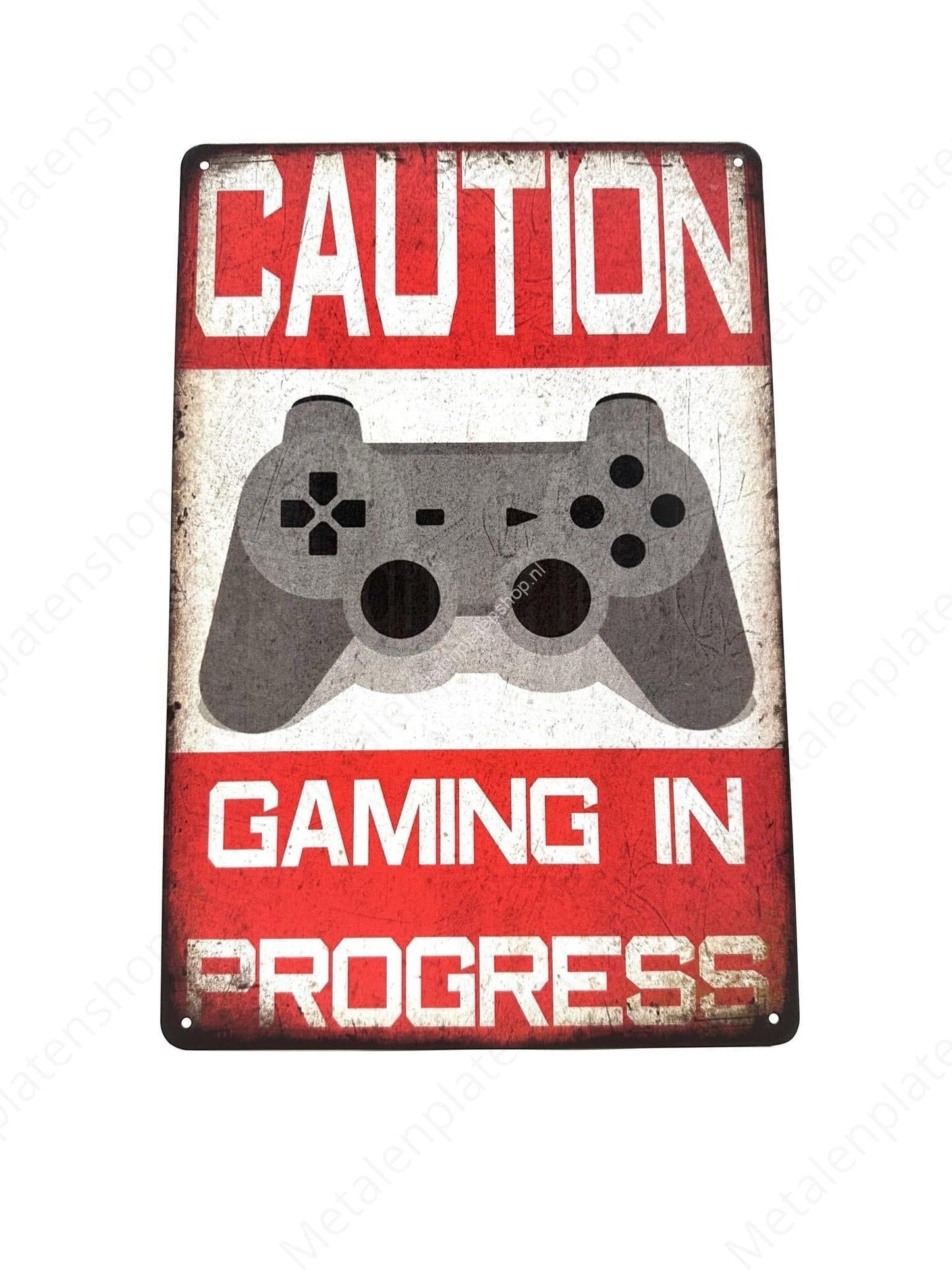 Caution Gaming in Progress - Metalen Wandbord