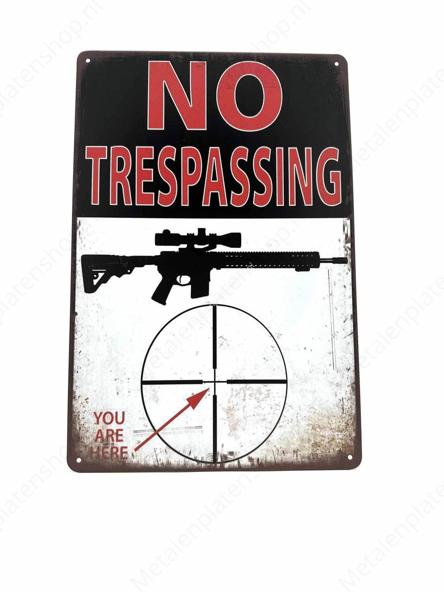 No Trespassing - Sniper - Metalen Wandbord