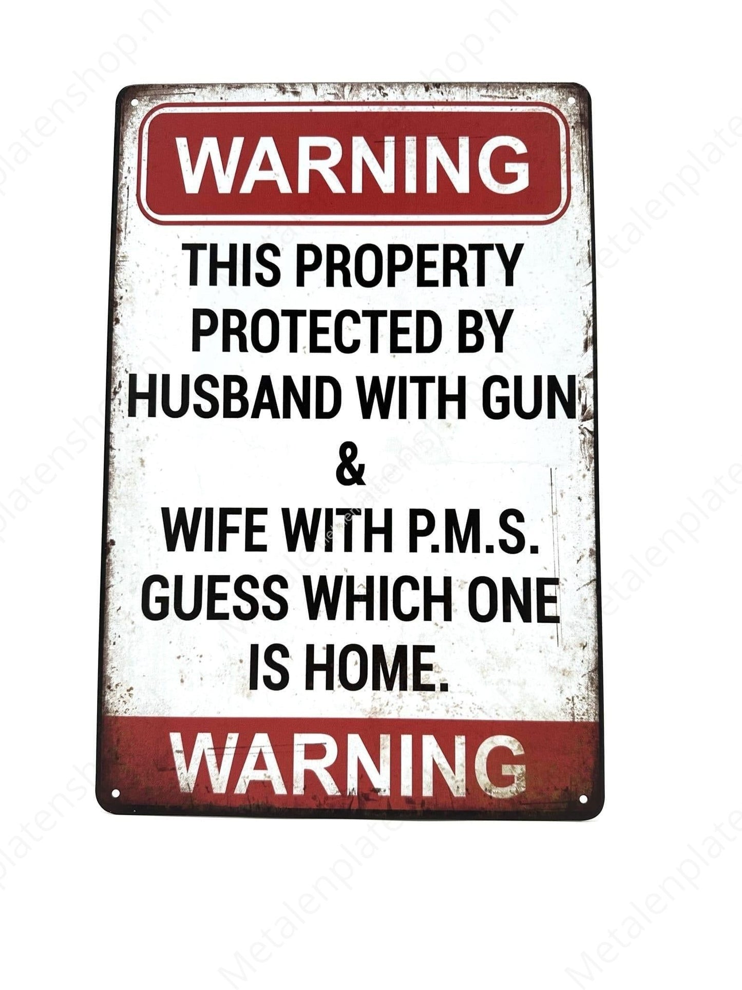Warning This Property Is Protected By Husband - Metalen Wandbord