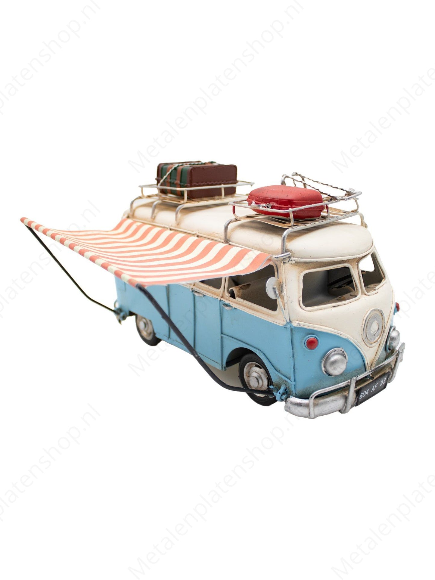 Transporter met Luifel - Metalen Voertuigen Decoratie - 28x15cm
