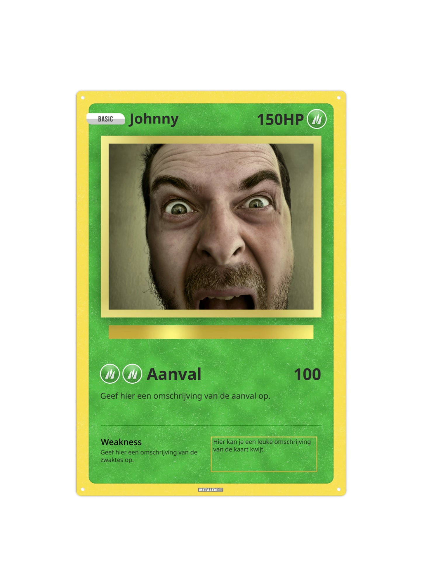 Pokemonkaart - Met eigen tekst & foto - Metalen Wandbord