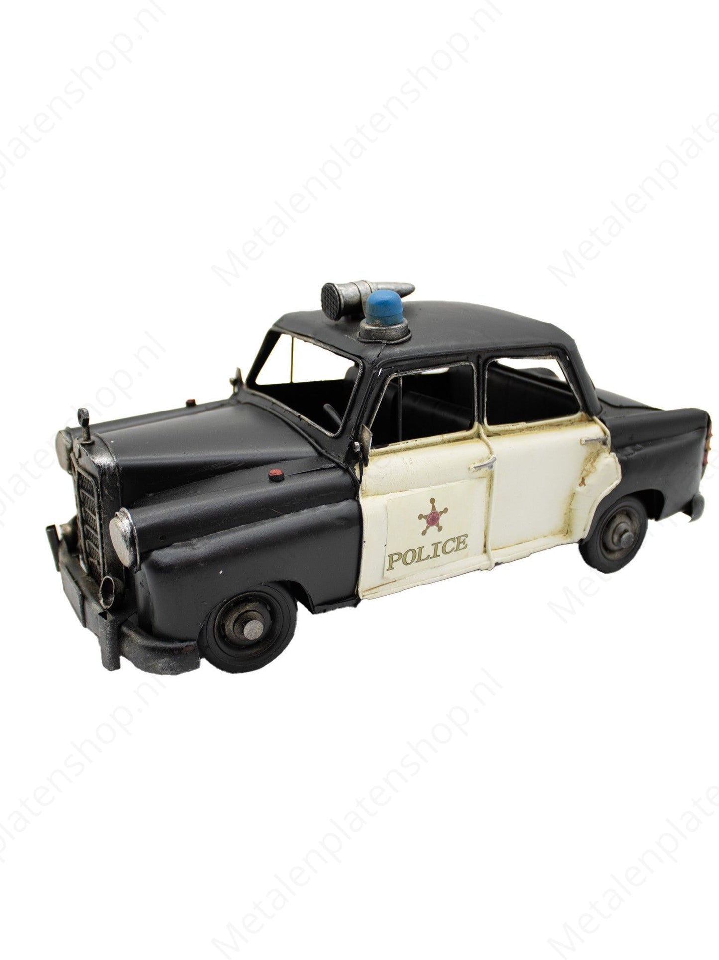 Politie Auto - Metalen Decoratie - 34x16cm