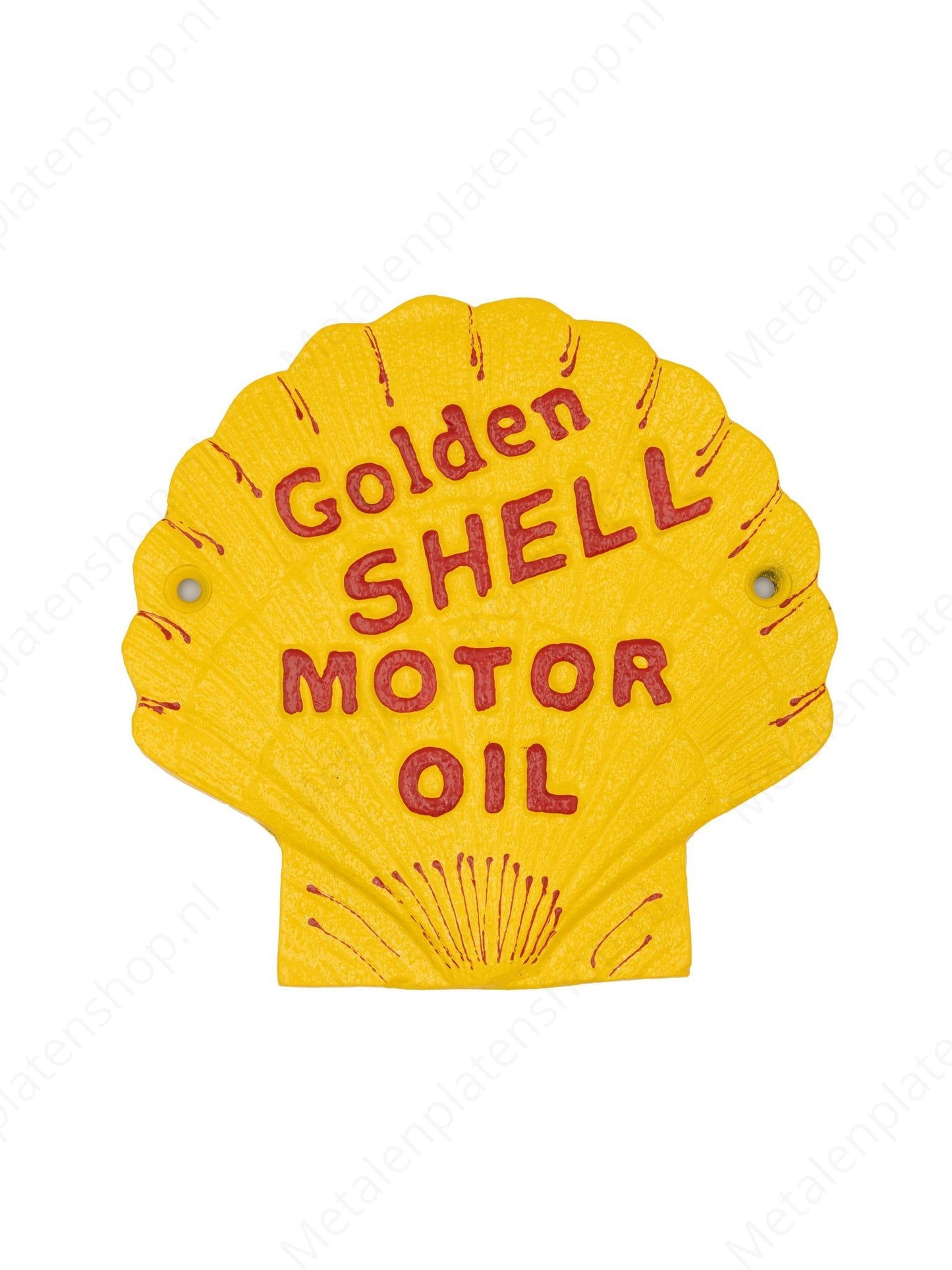 Shell Golden Motor Oil - Bordje van Gietijzer - 18x18cm