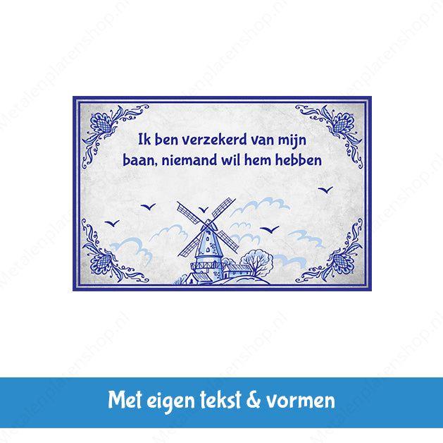 Delfter Blau mit Ihrem eigenen Text und Ornamenten - Metallwandschild
