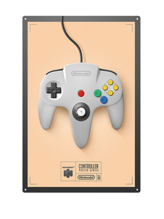 Nintendo 64 Controller - Metalen wandbord