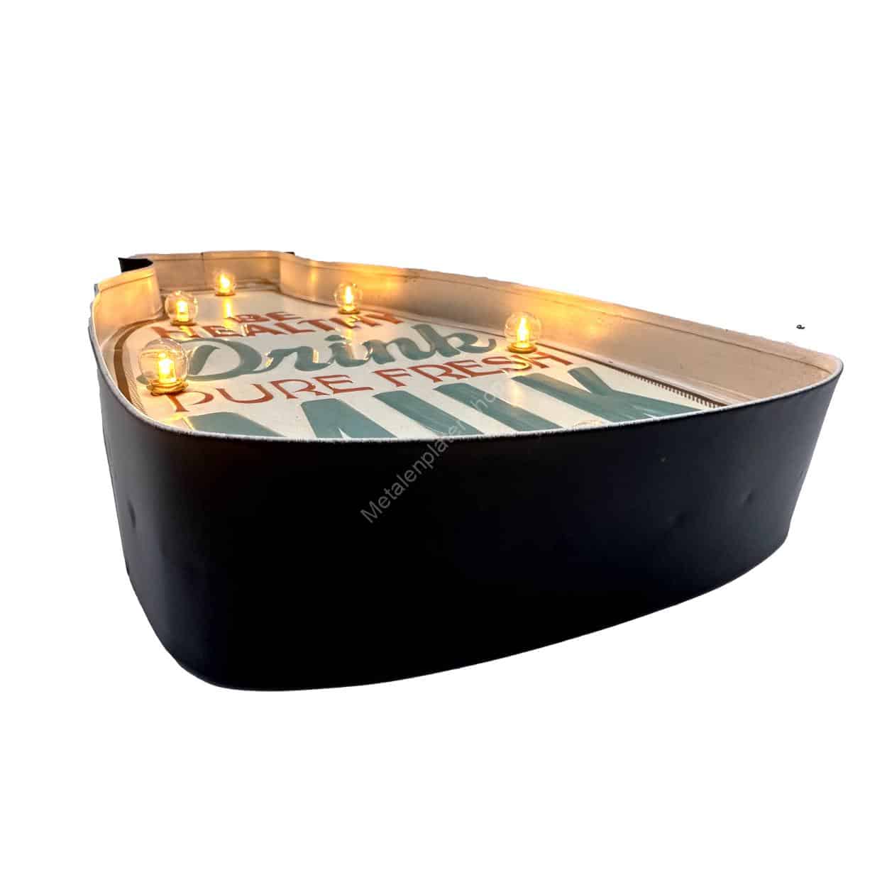 Metalen Lichtbord - Melkfles - LED verlichting