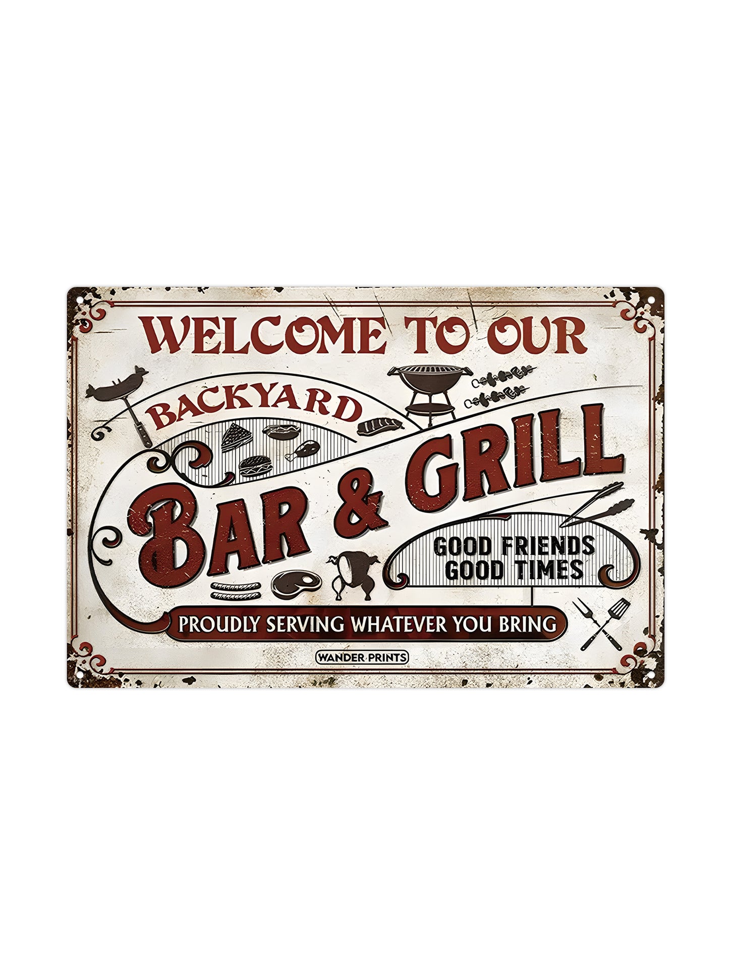 Welcome to our Backyard - Bar & Grill  - Metalen Wandbord