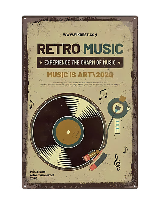 Retro Music - Metalen wandbord