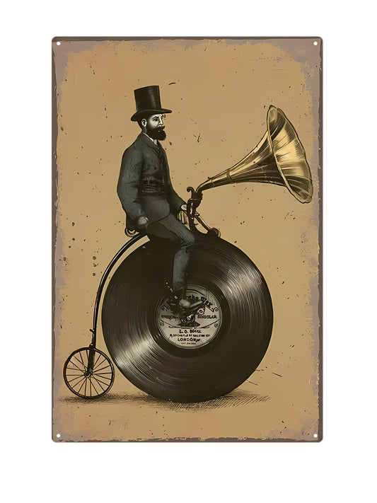 Vinyl Bike - Metalen wandbord