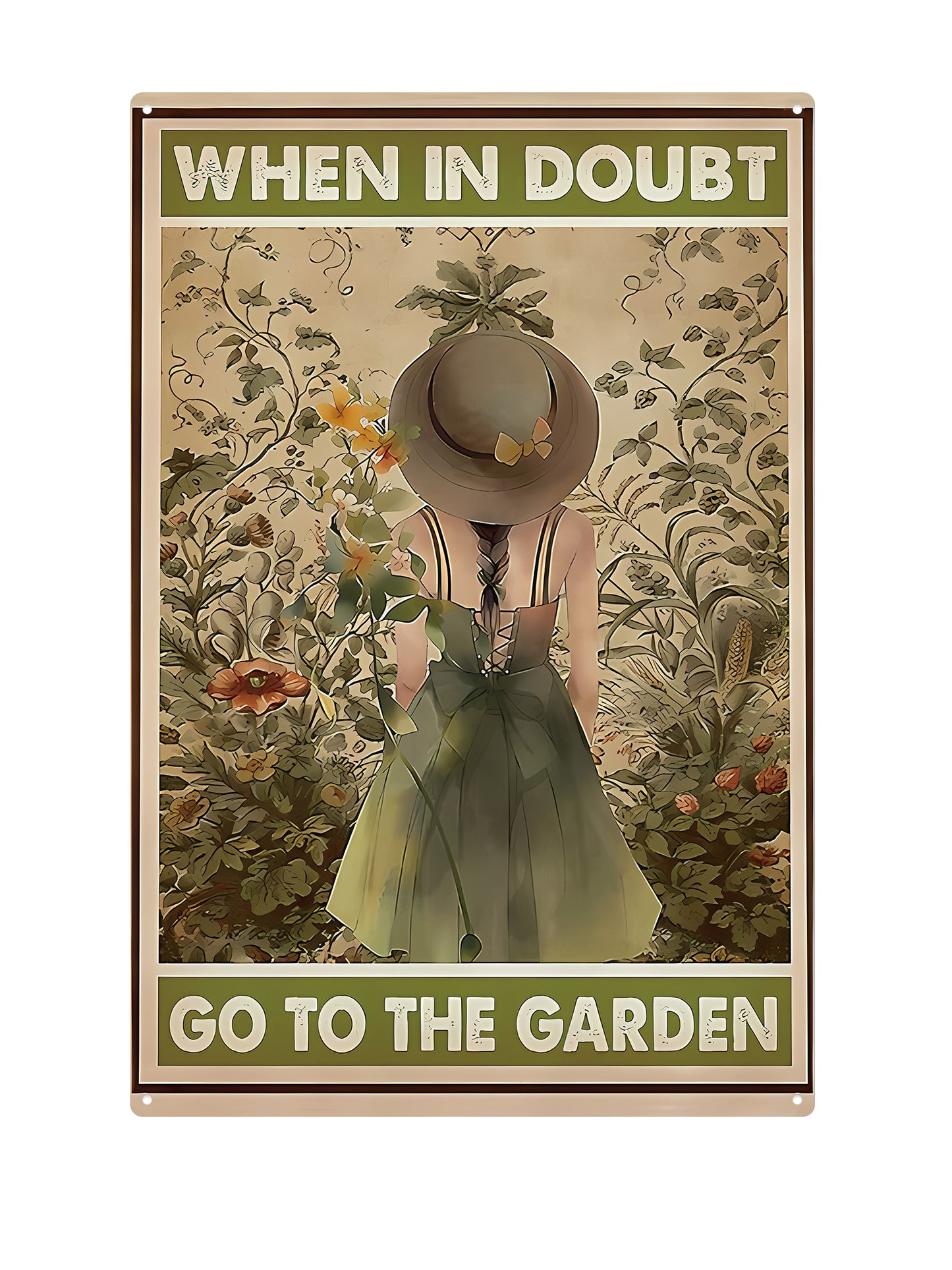 When in doubt - Go to the garden - Metalen Wandbord